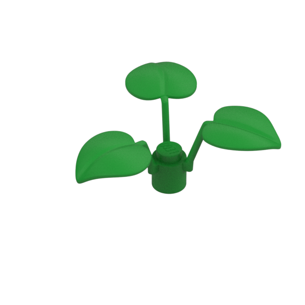 lego plant plastic Plant, Flower Stem 1 x 1 x 2/3 with 3 Large Leaves