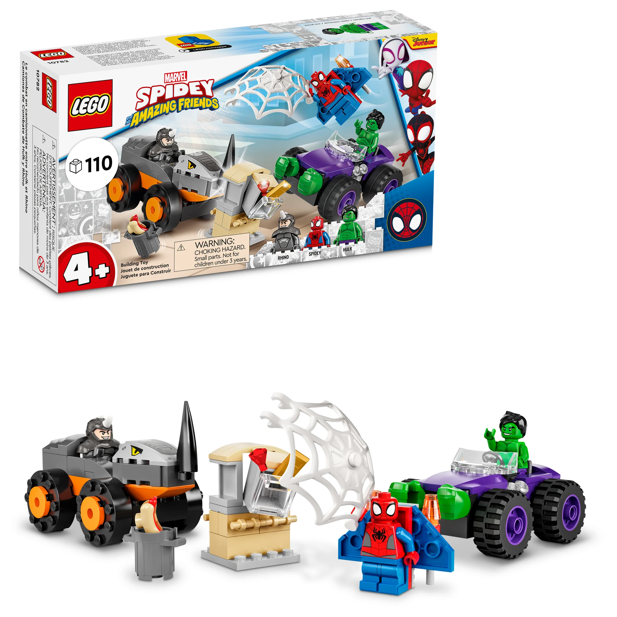 LEGO Marvel Spidey and His Amazing Friends Hulk vs. Rhino Truck Showdown Set 10782