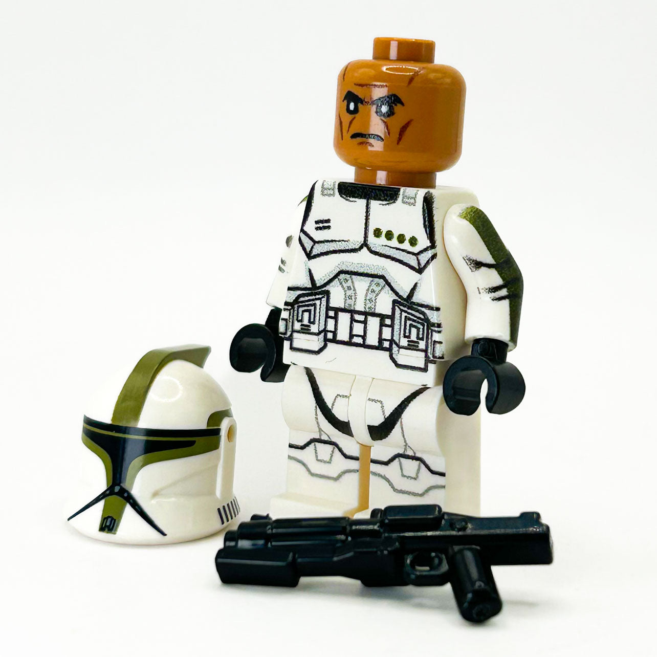 Custom Olive Clone Trooper (Olive, P1) Minifig made using LEGO parts - B3 Customs