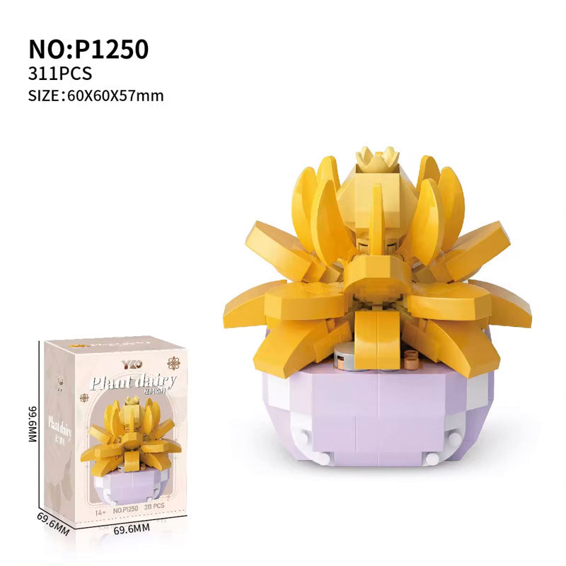 Yellow Lotus Flower Plant 311-Piece Building Brick Toy Set (1250) - LEGO Compatible