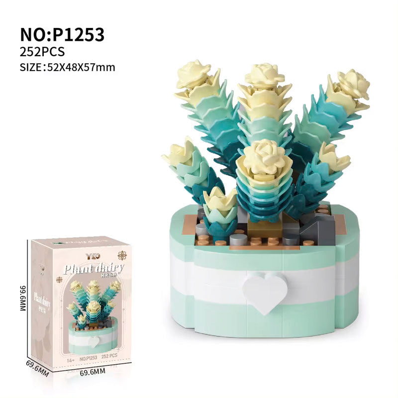 Desert Yellow Succulent Flower Plant 252-Piece Building Brick Toy Set (1253) - LEGO Compatible