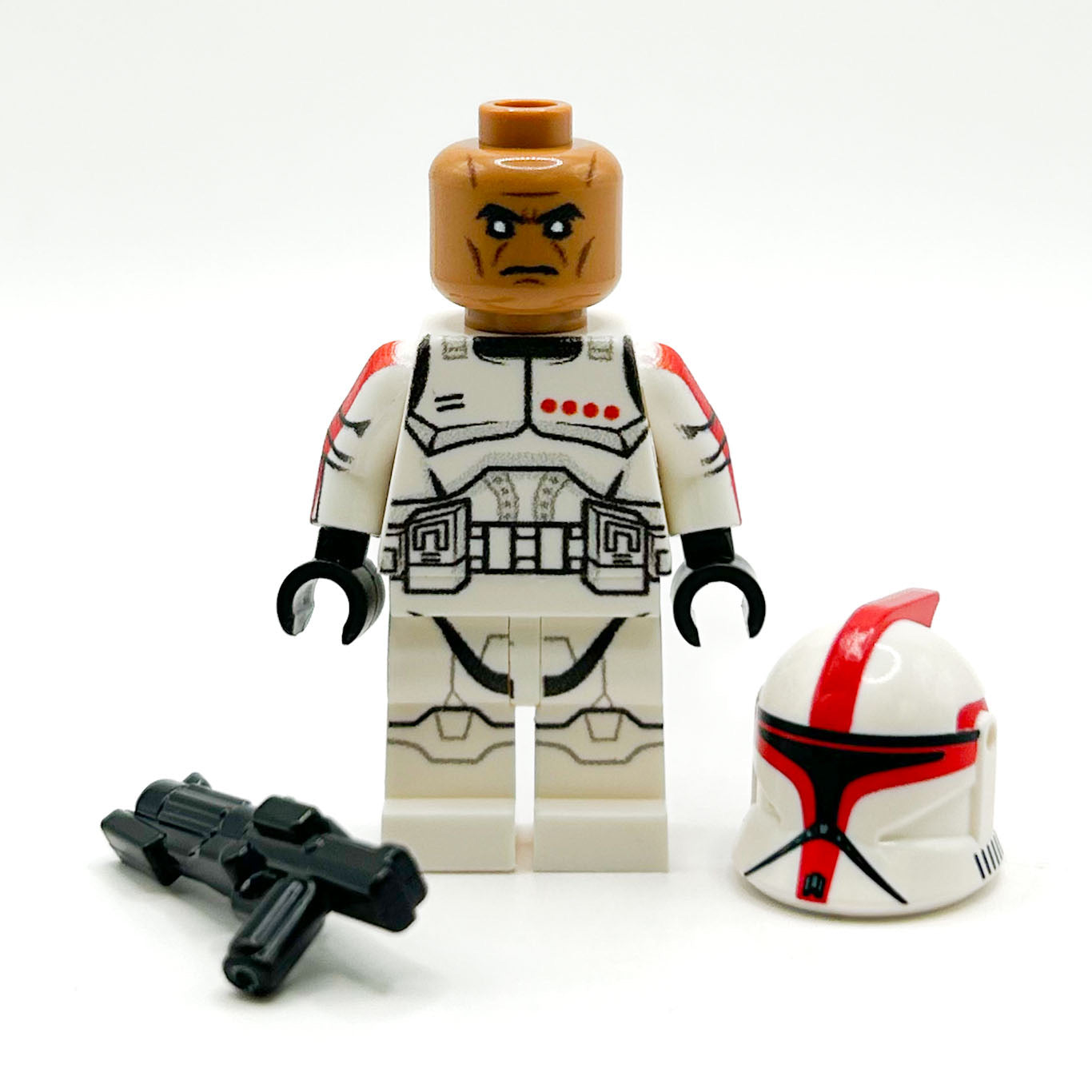Custom Commander Clone Trooper (Red, Phase 1) Minifig made using LEGO parts  - B3 Customs