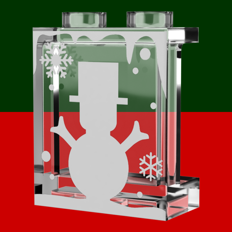 Winter Village Window with White Snowman 1x2x2 Panel made with LEGO part