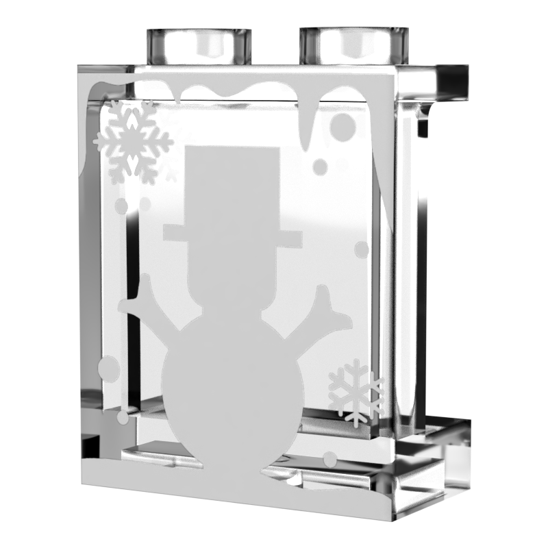 Winter Village Window with White Snowman 1x2x2 Panel made with LEGO part