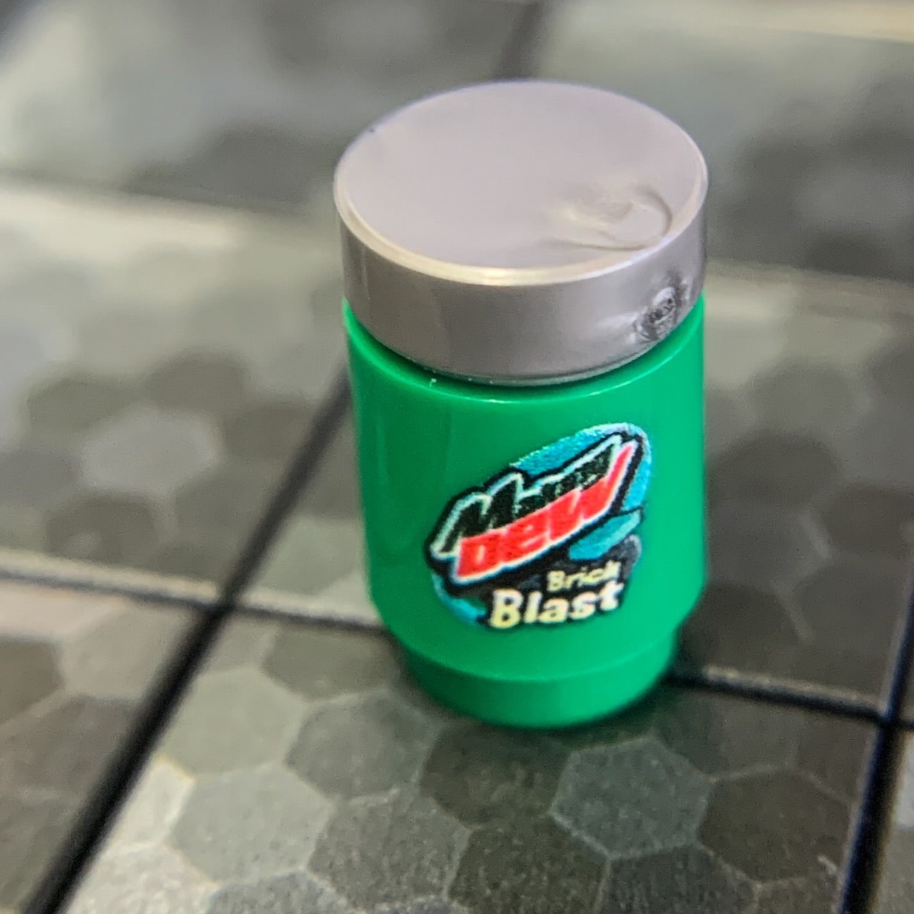 B3 Customs® Printed Making Dew (Brick Blast) Soda Can made using LEGO parts