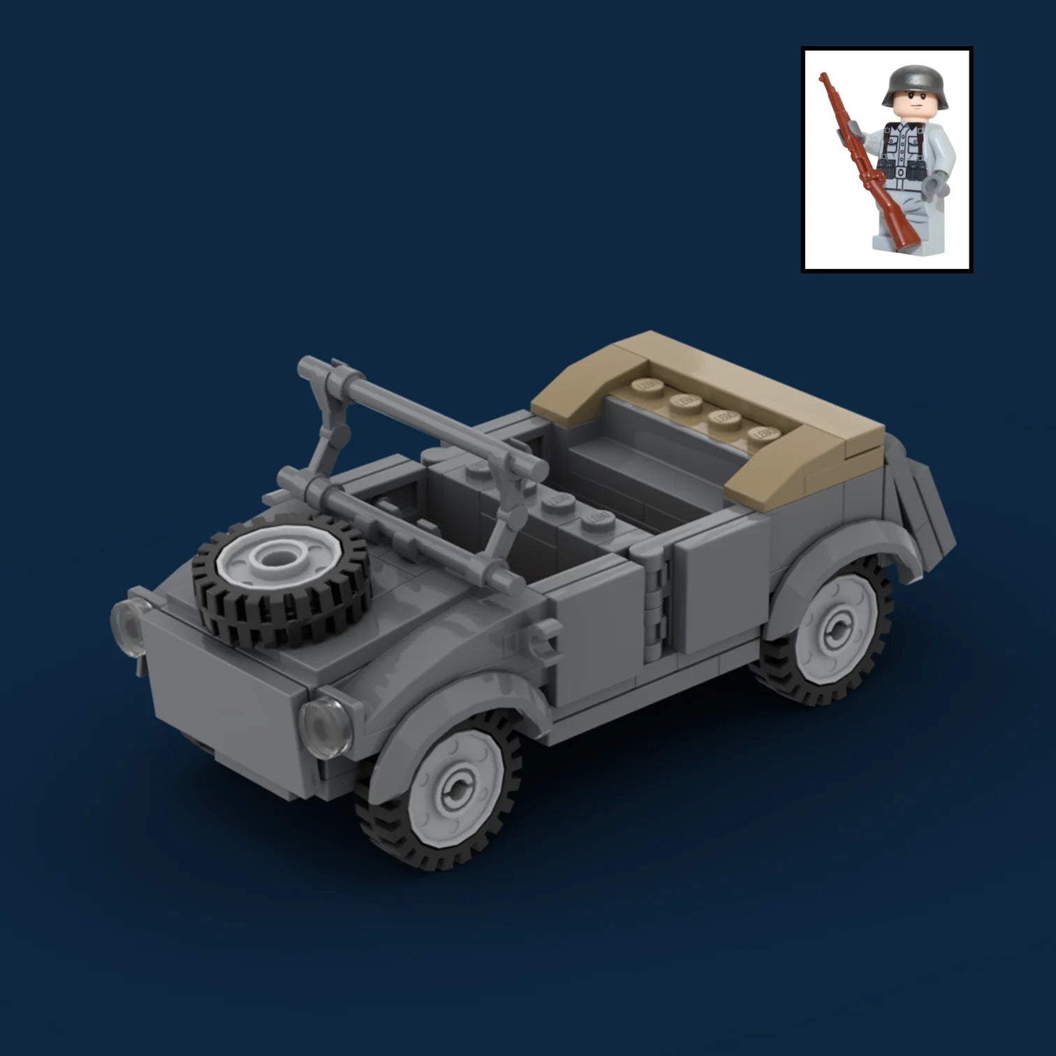 Kübelwagen - Utility Vehicle with WWII German Soldier Minifigure - Bricks At War
