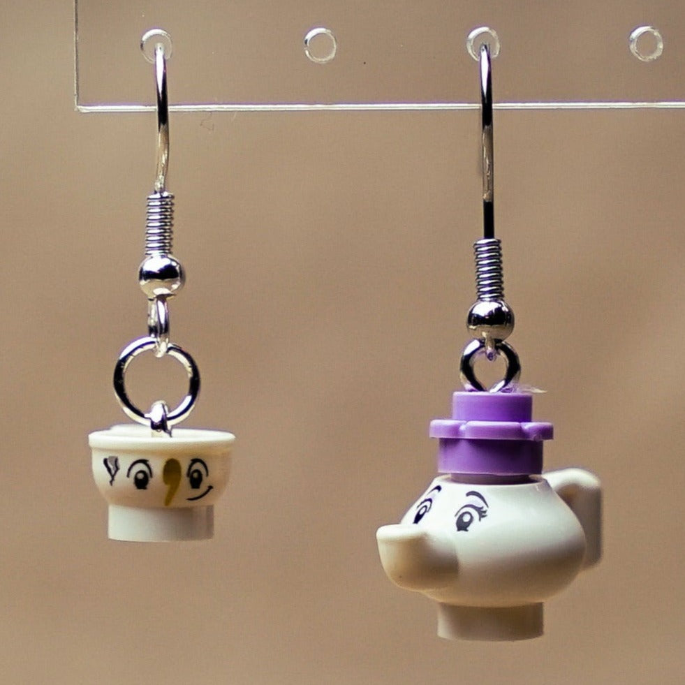Beastly Cupboard LEGO® Earrings with Enchanted Mom Teapot & Son Chip