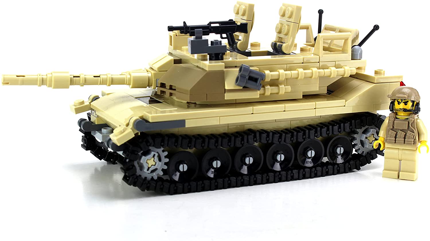 Tan M1 Abrams Tank Military Building Set made using bricks