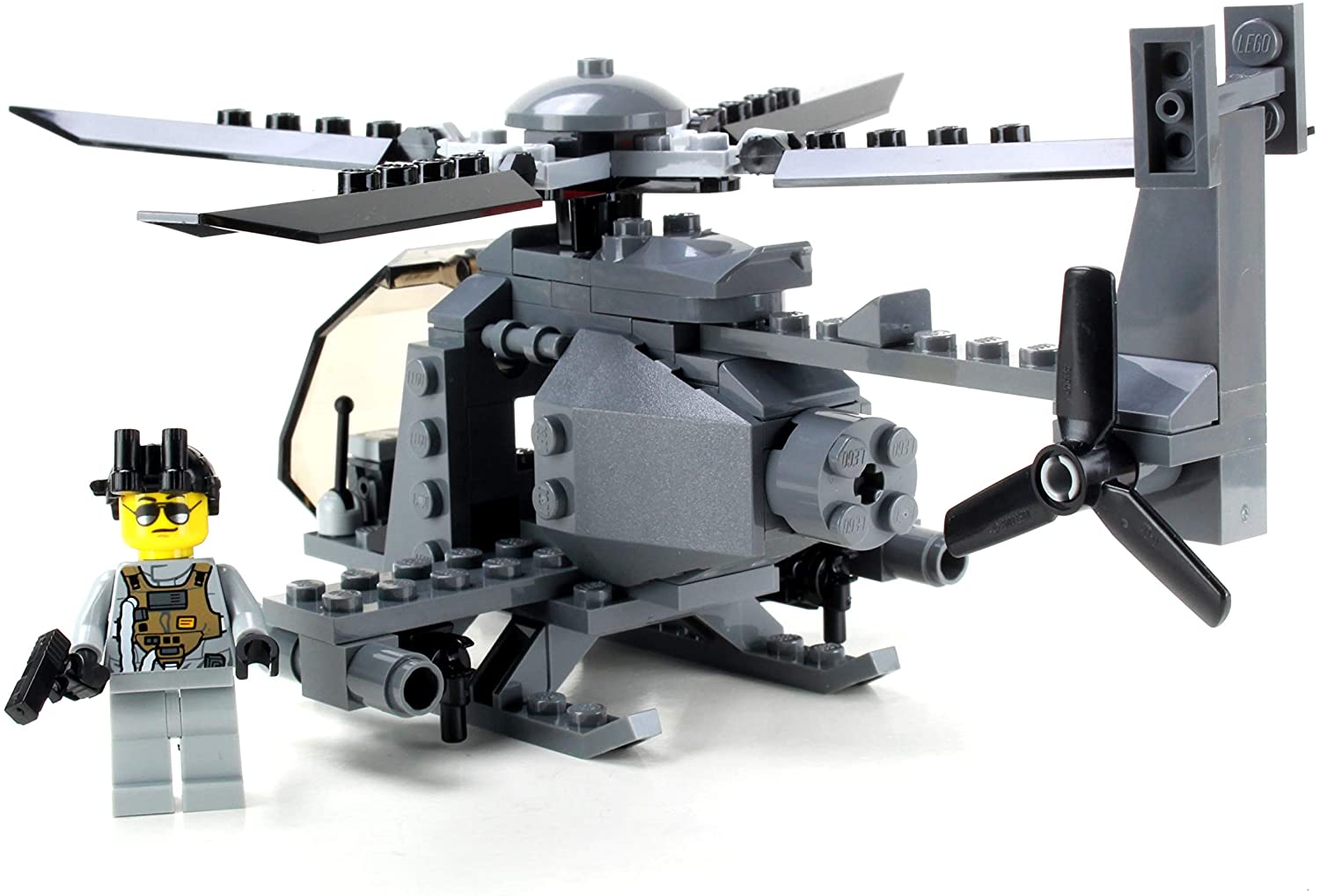 Army AH-6 Little Bird Helicopter (1x Pilot) made with LEGO parts