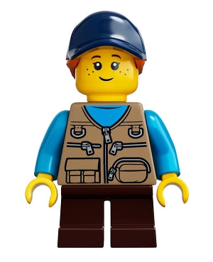 Girl (Treehouse, Freckles w/ Dark Tan Vest) - LEGO City / Ideas Minifigure (2019)