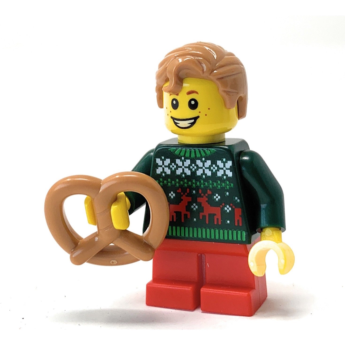 Christmas Sweater Boy w/ Pretzel - LEGO Christmas Seasonal The Brick Show Shop