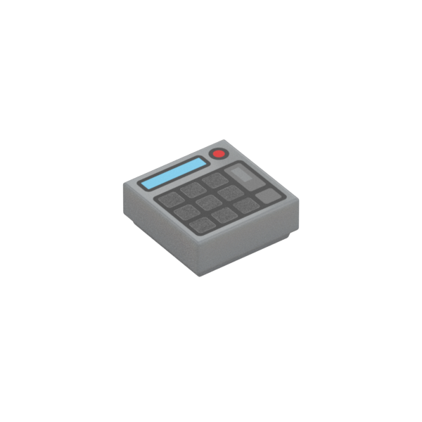 Tile 1 x 1 with Silver Keypad Buttons, Red Light (Calculator) Pattern - Official LEGO® Part