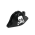 Headpiece, Pirate Hat Bicorn w/ Large Skull (Black) with feather - Official LEGO® Part