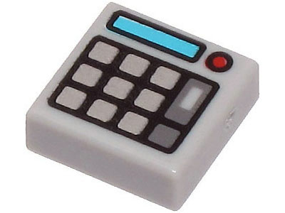 Tile 1 x 1 with Silver Keypad Buttons, Red Light (Calculator) Pattern - Official LEGO® Part