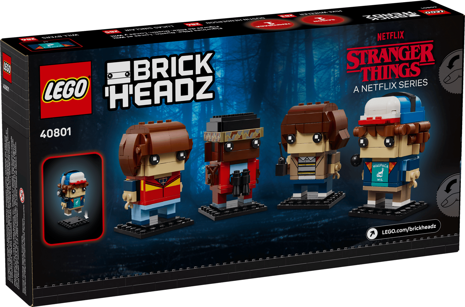 LEGO Stranger Things Mike, Dustin, Lucas and Will Figures BrickHeadz Set (40801)