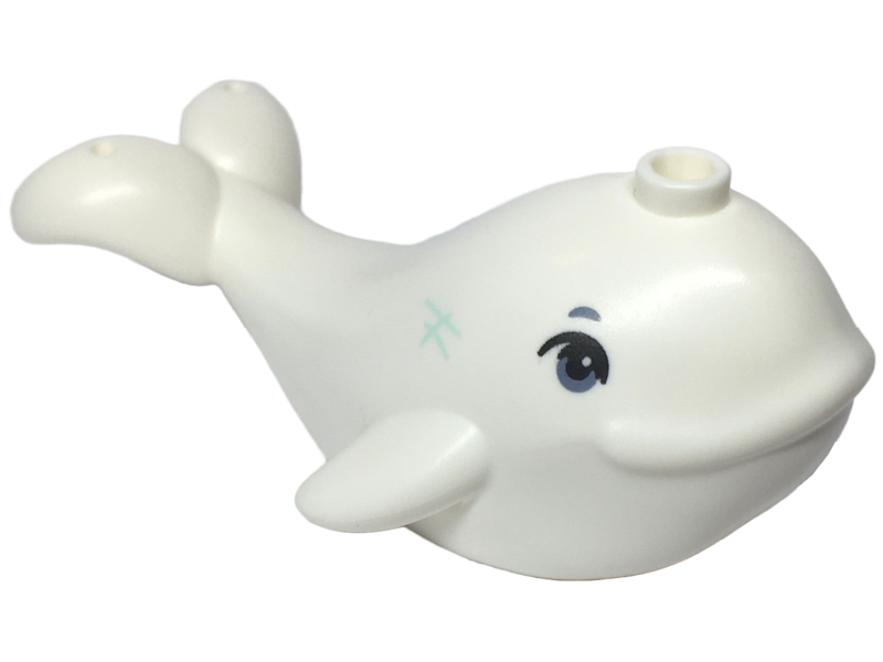 White Whale with Sand Blue Eyes Pattern - Official LEGO® Part