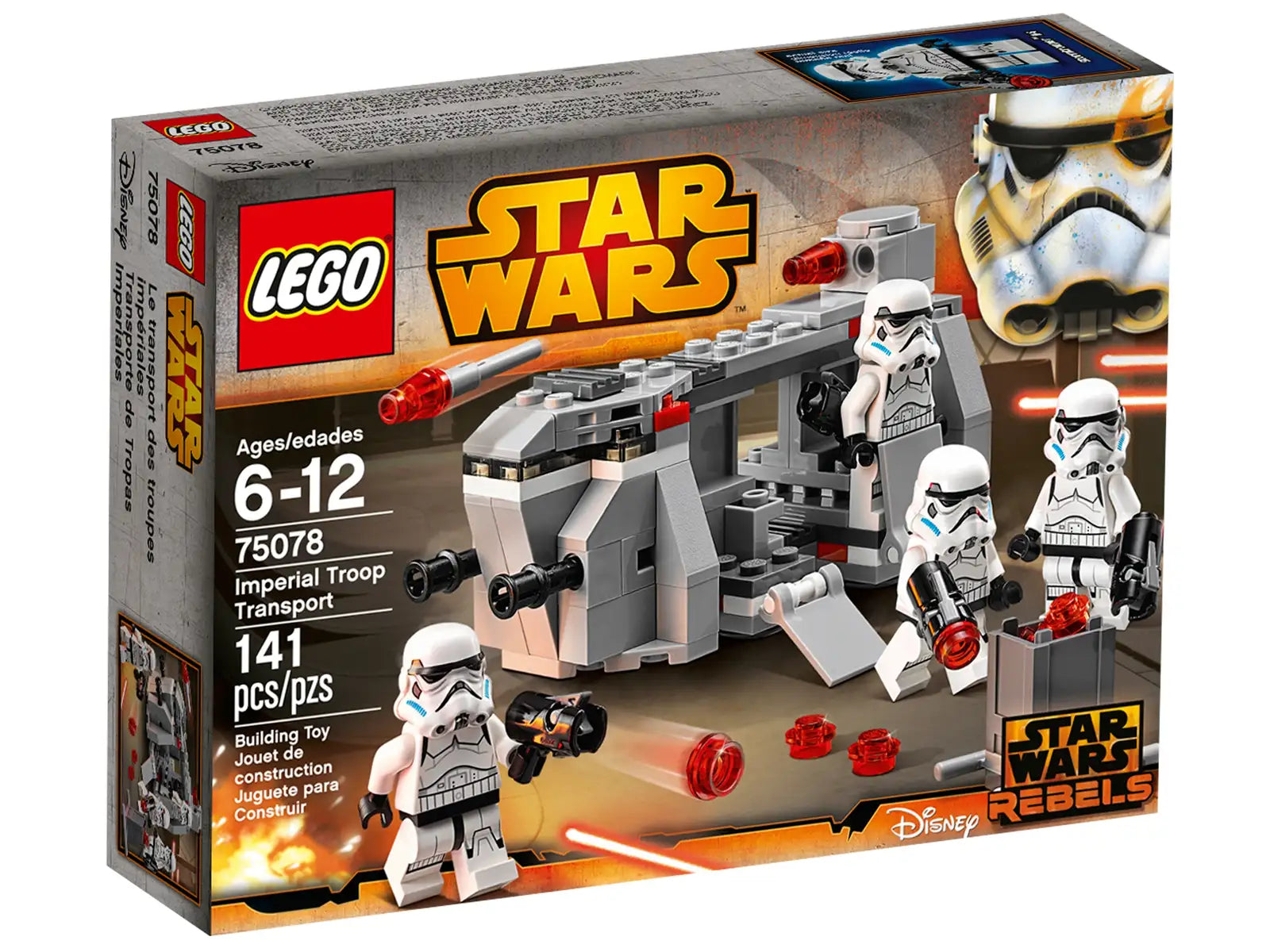 LEGO Star Wars Imperial Troop Transport set packaging with stormtroopers and LEGO logo.