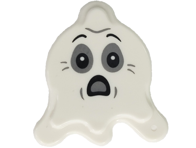 Cartoon ghost with a surprised expression on a white background