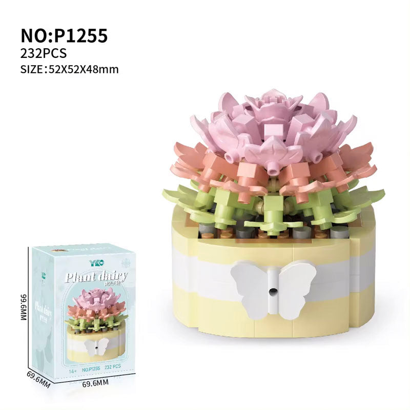 Pink Carnation Mini Flower Plant 232-Piece Building Brick Toy Set (1255) - LEGO Compatible