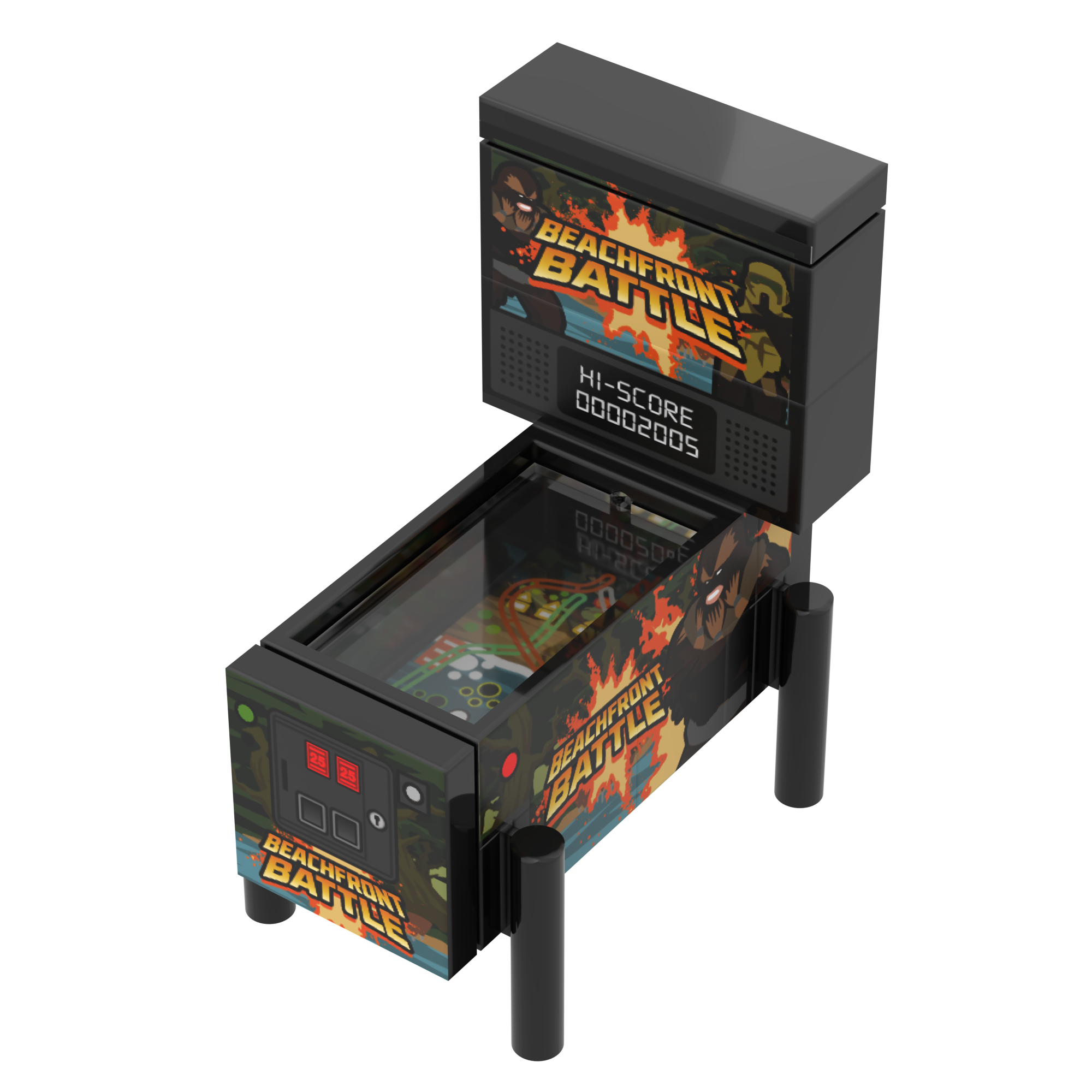 Beachfront Battle Brick Wars Pinball Arcade Machine - B3 Customs