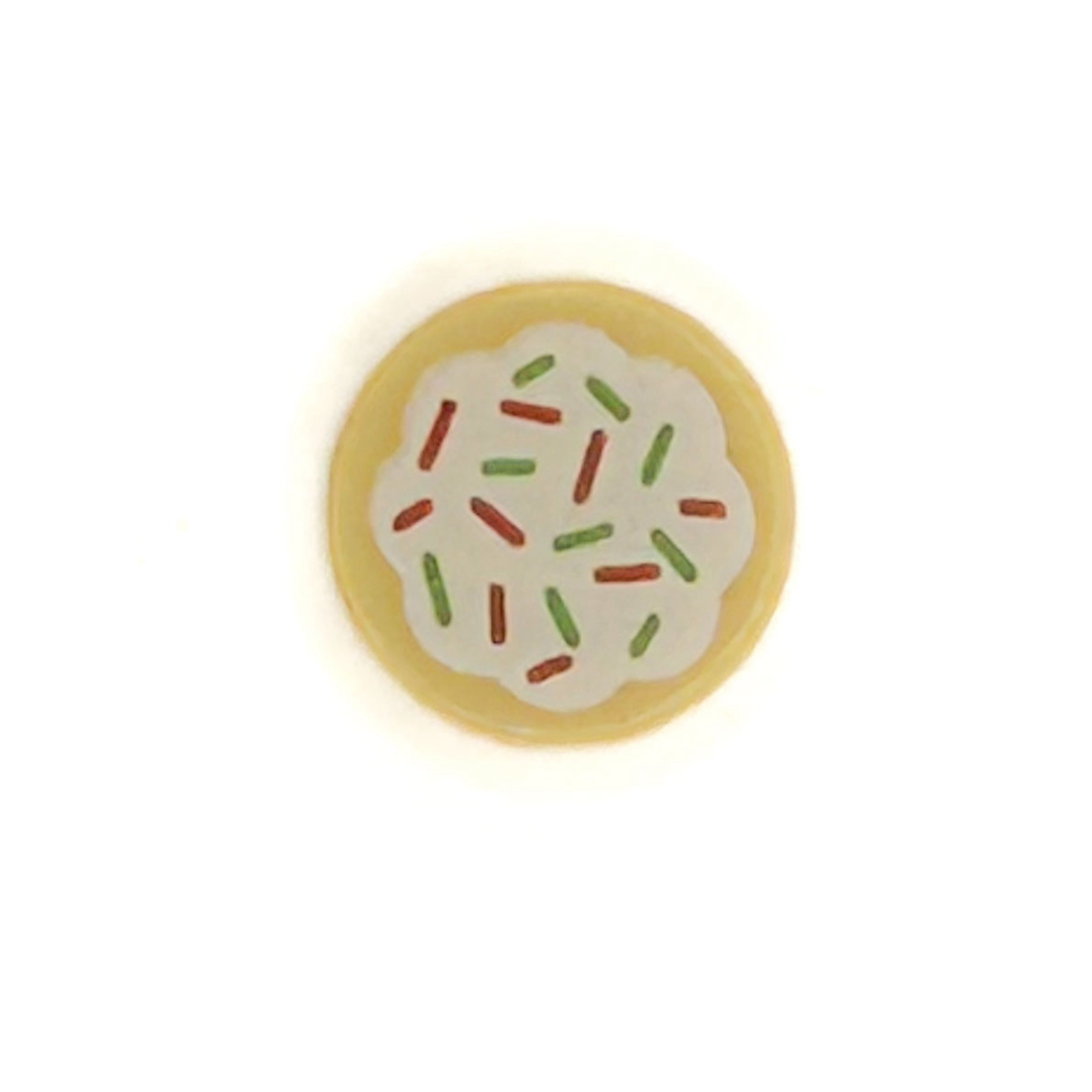 Cookie w/ White Frosting and Red and Green Sprinkles Pattern - Official LEGO® Part