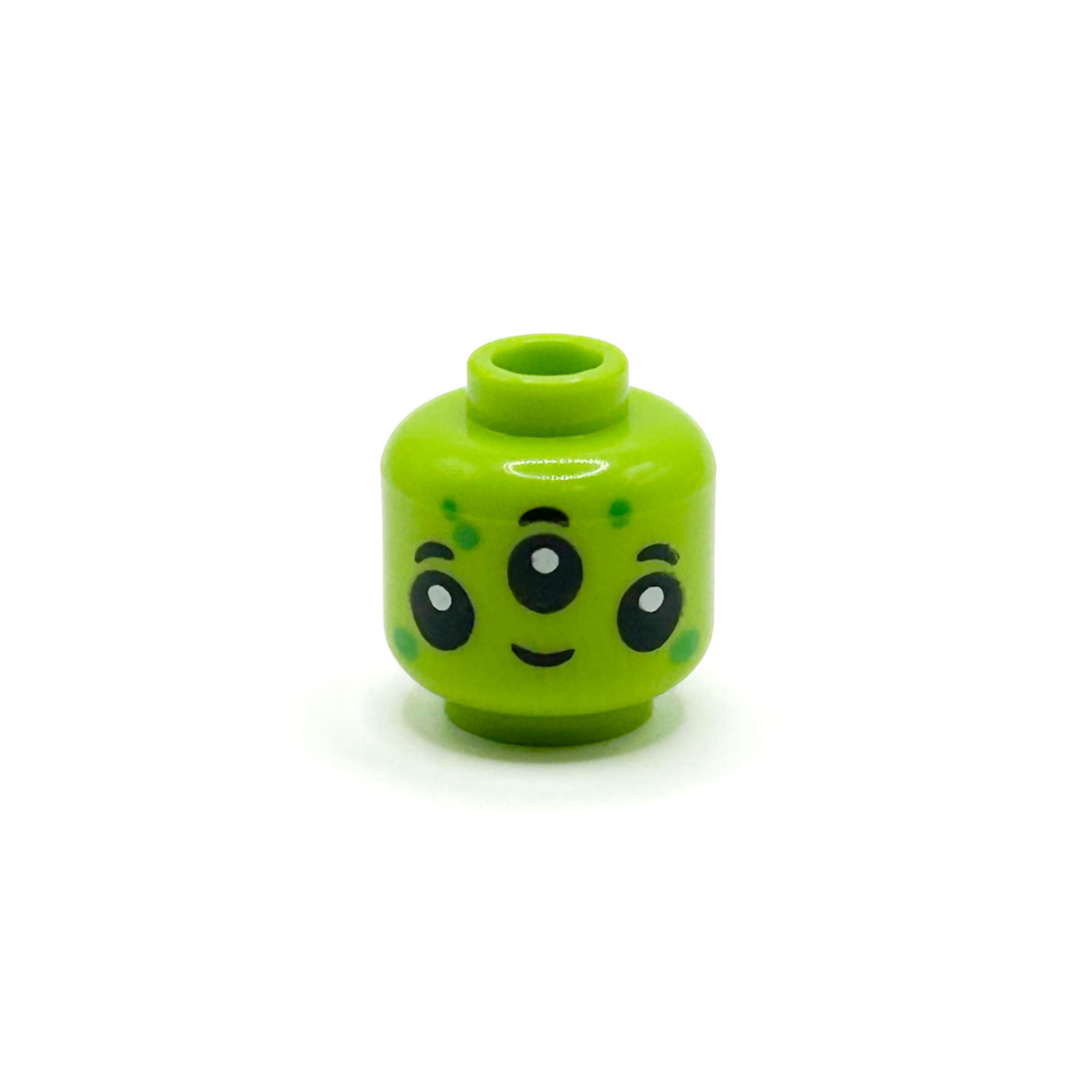 Bright Green Alien Head, 3 Eyes - Official LEGO® Minifigure Head