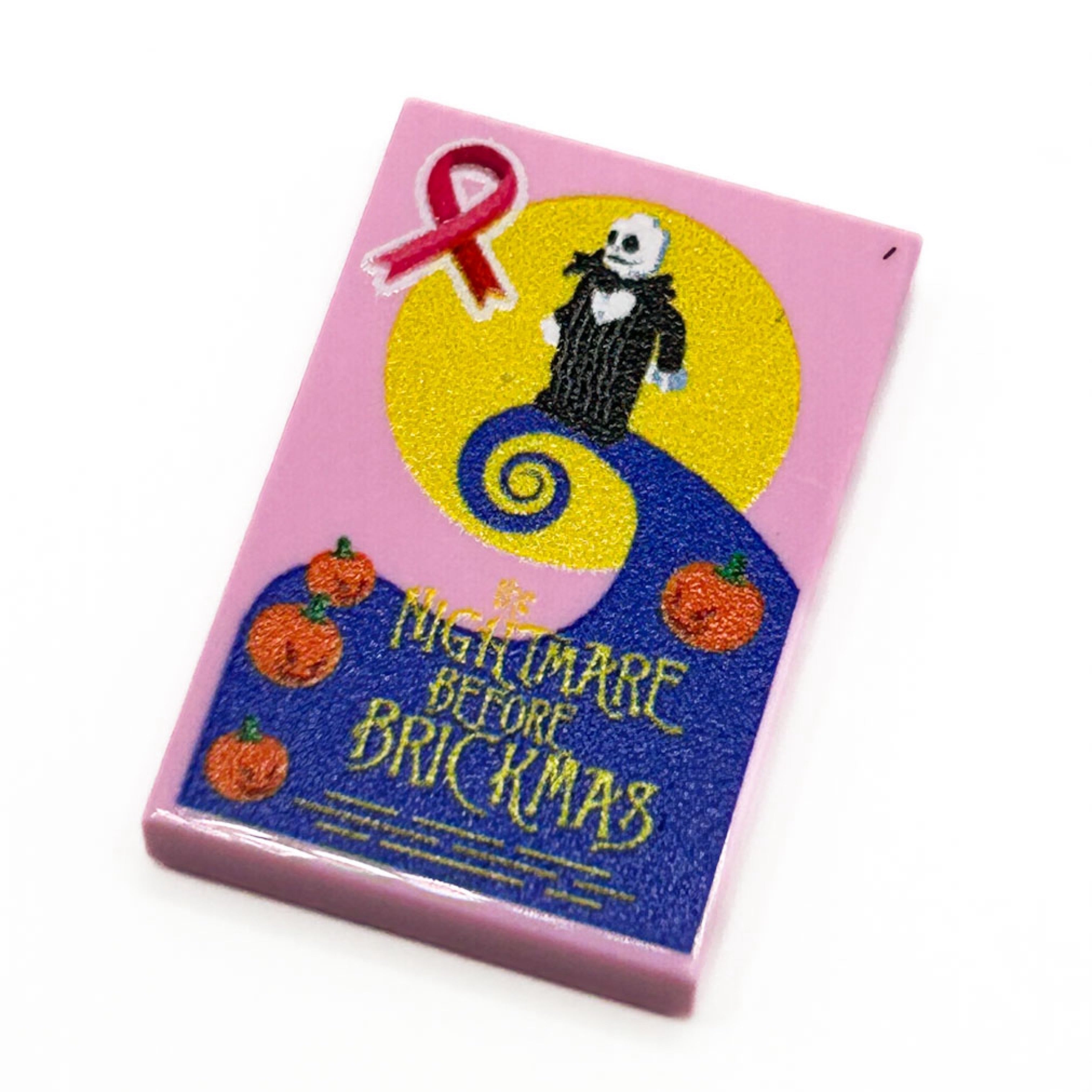 Limited Production! Pink (Break Cancer Awareness) The Nightmare Before Brickmas Movie Cover (2x3 Tile) - B3 Customs