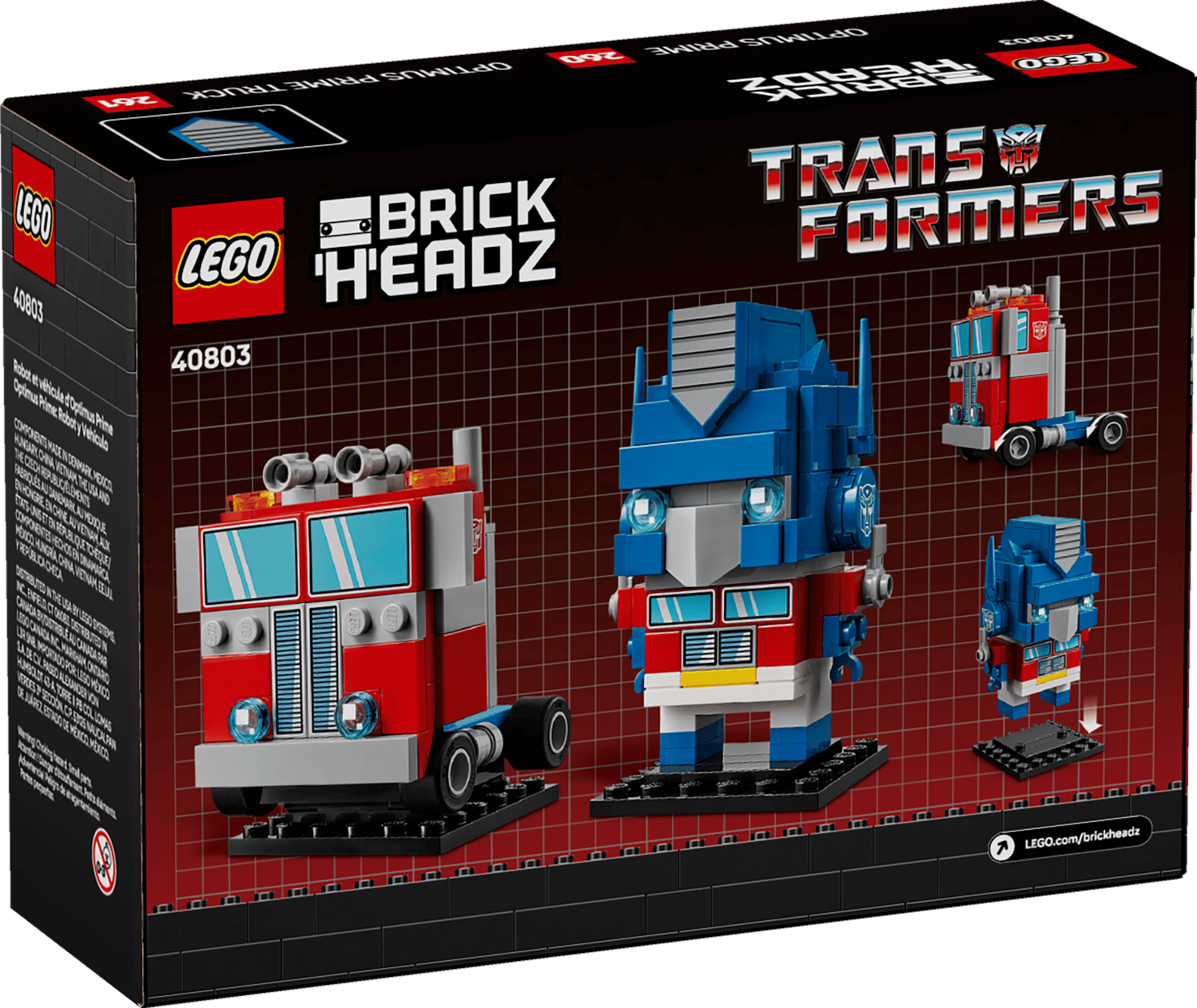 LEGO Transformers Optimus Prime Robot & Vehicle BrickHeadz Set (40803)