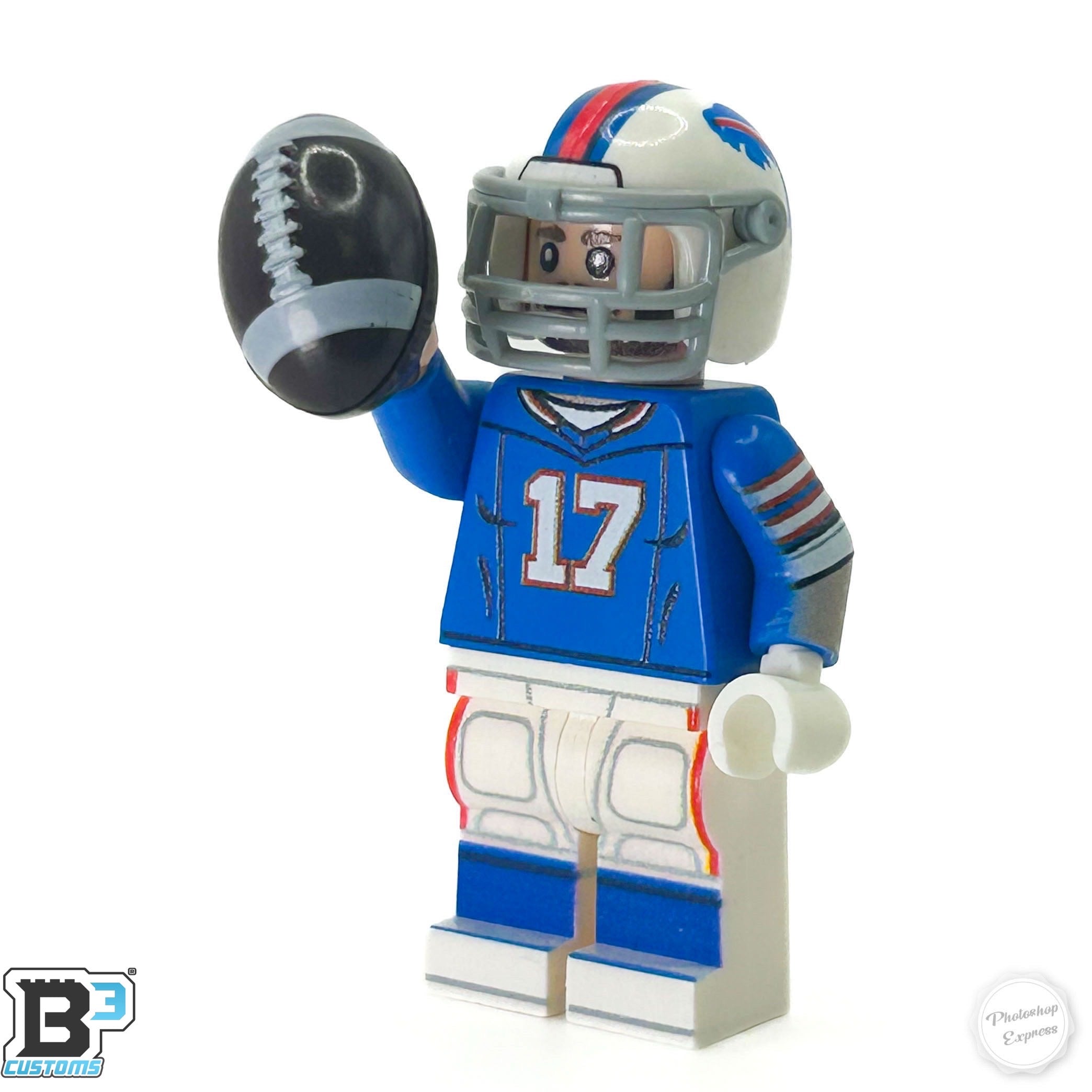 #17 QB Bills Football Player Minifig made using LEGO parts - B3 Customs