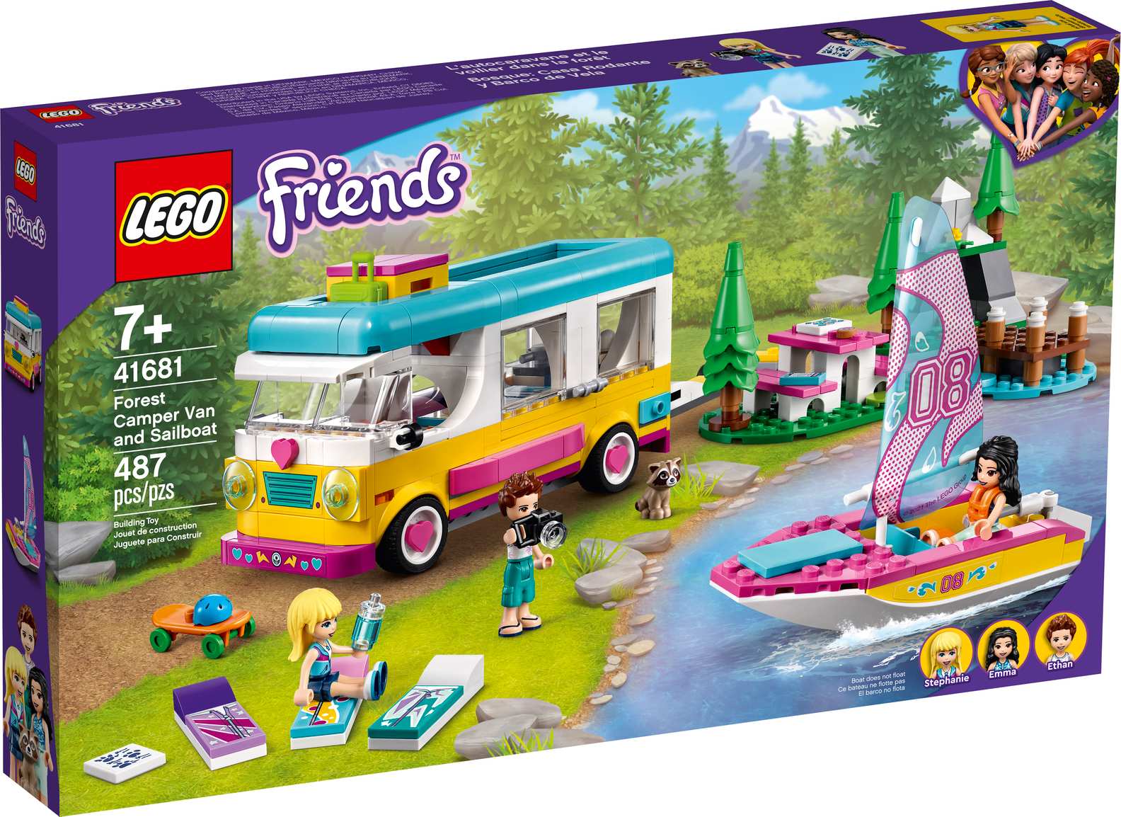 LEGO Friends Forest Camper Van and Sailboat Set (41681)