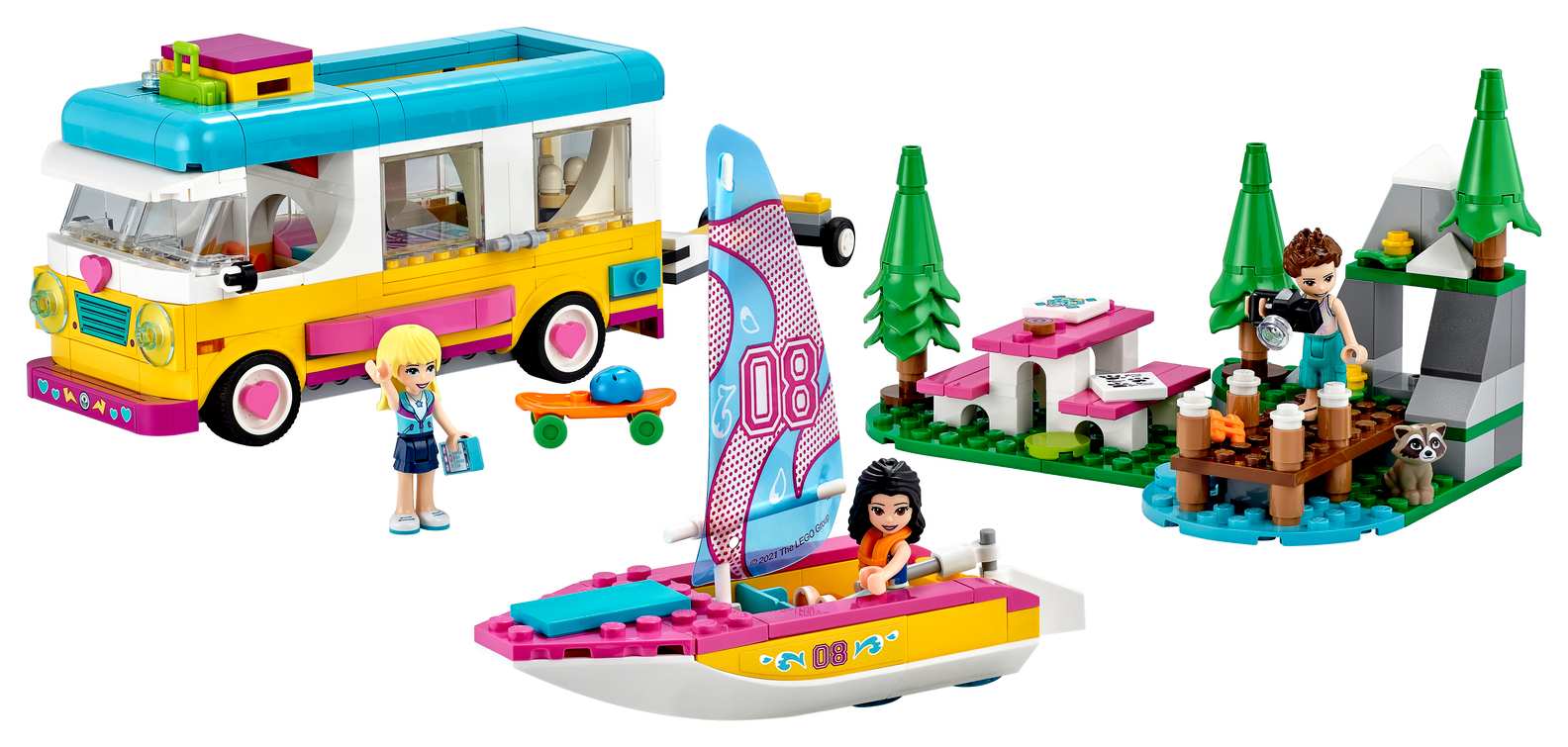 LEGO Friends Forest Camper Van and Sailboat Set (41681)