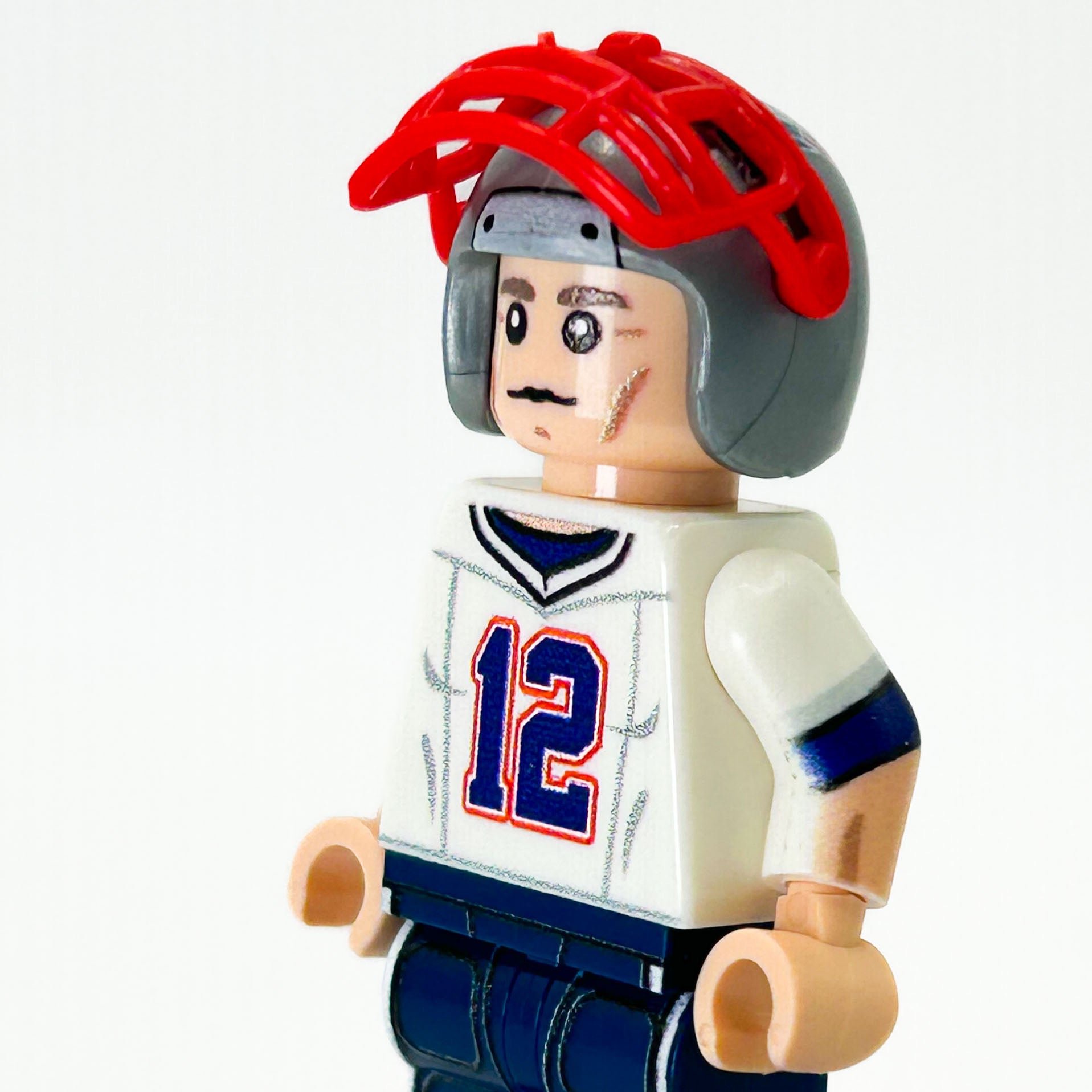 #12 QB Patriots Football Player Minifig made using LEGO parts - B3 Customs