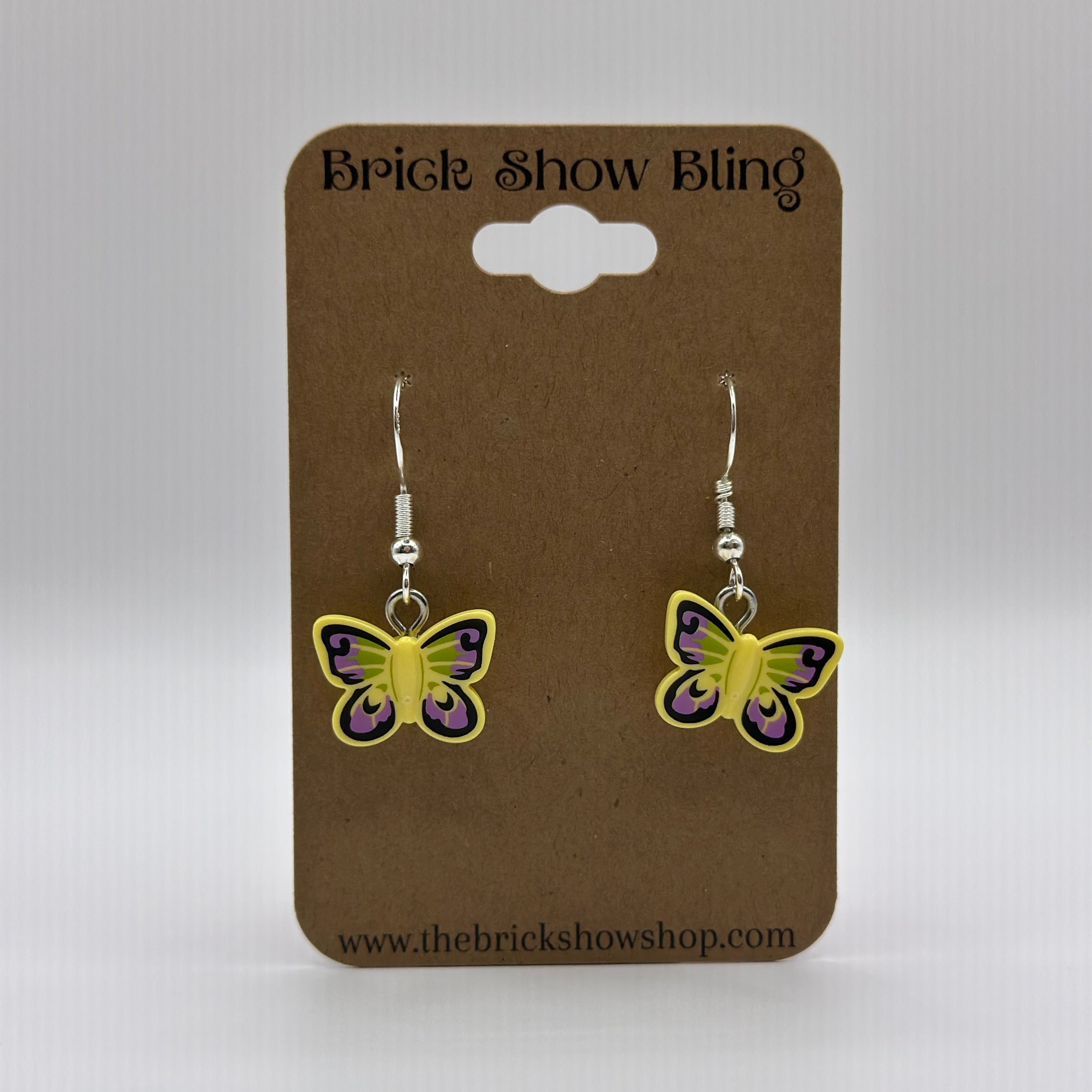 Butterfly Earrings made from LEGO Parts (Lavender & Lime Wings Pattern)