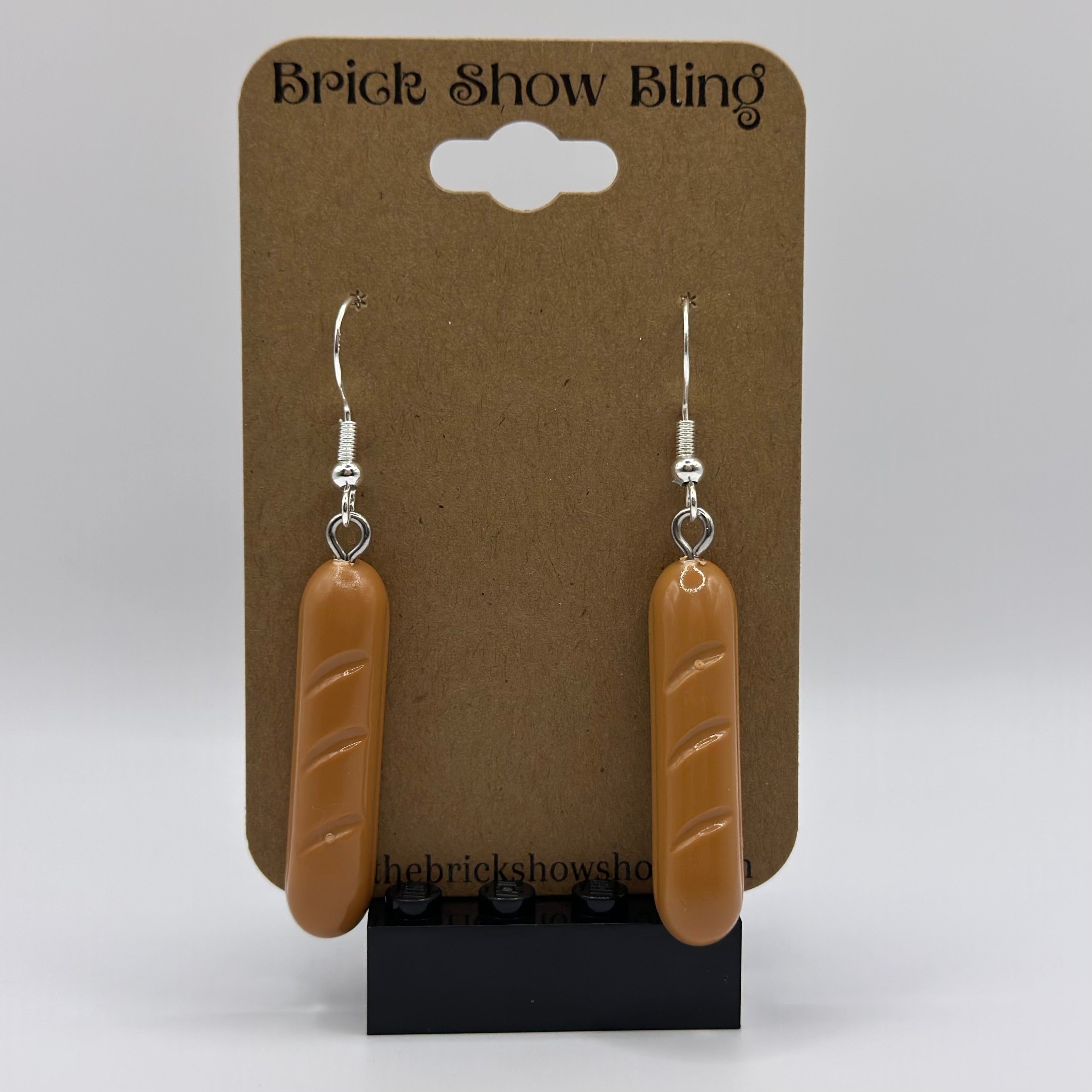 Bread Loaf / Baguette (Dark) Earrings made from LEGO Parts