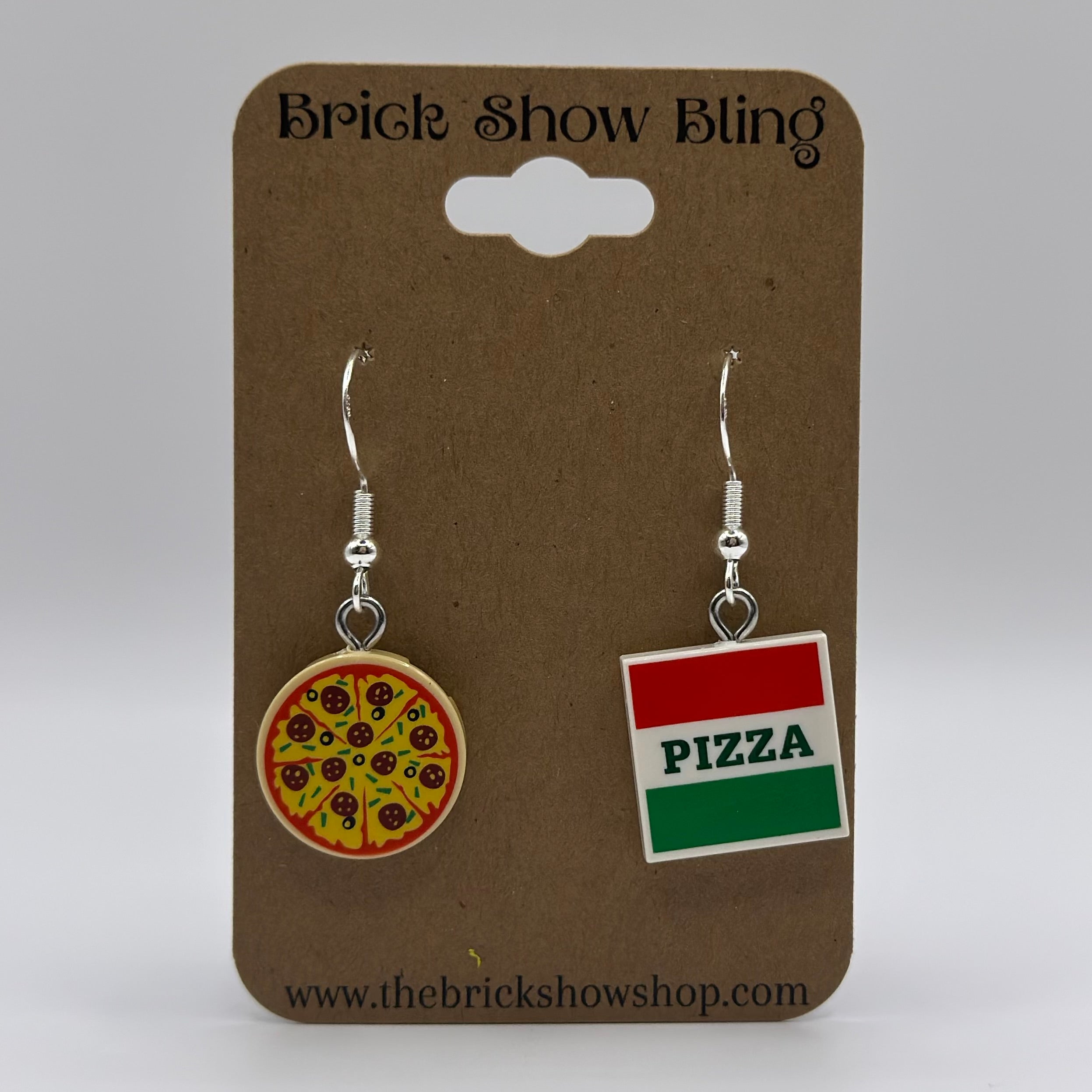 Pizza w/ Pizza Box Earrings made from LEGO Parts