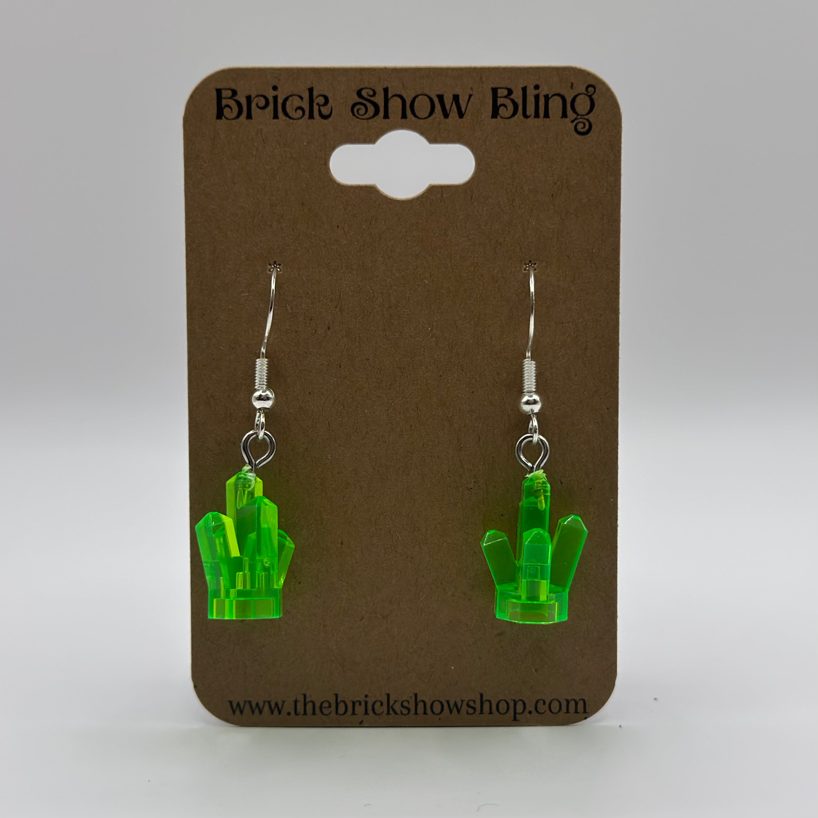 Green Crystal Earrings made from LEGO Parts