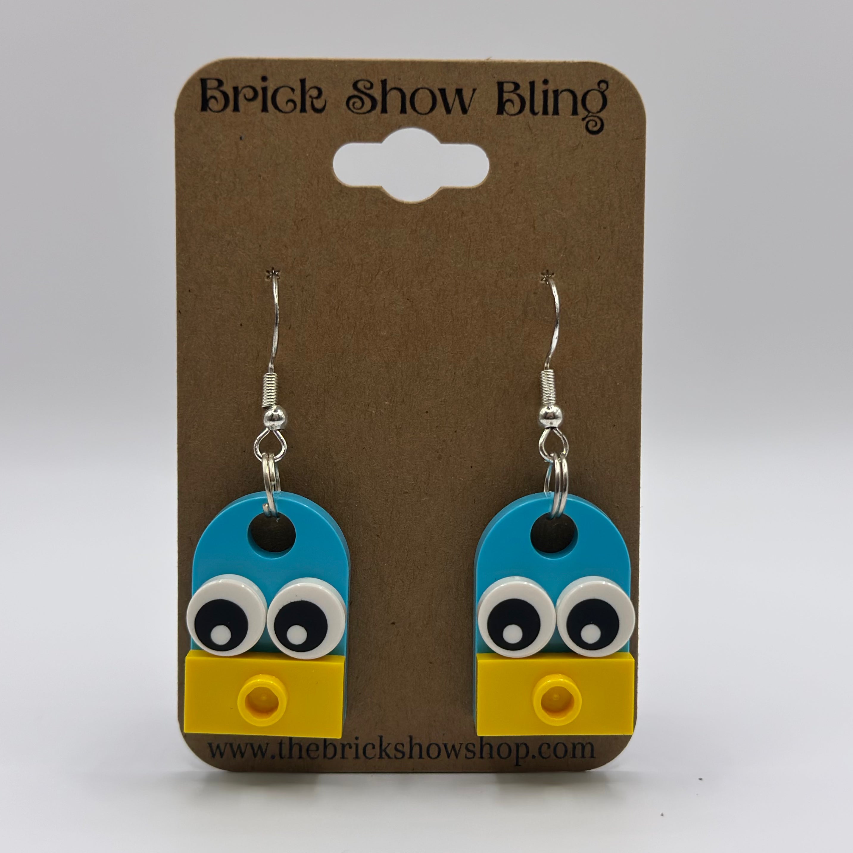 Pucker Up Earrings made from LEGO Parts (Blue & Yellow)