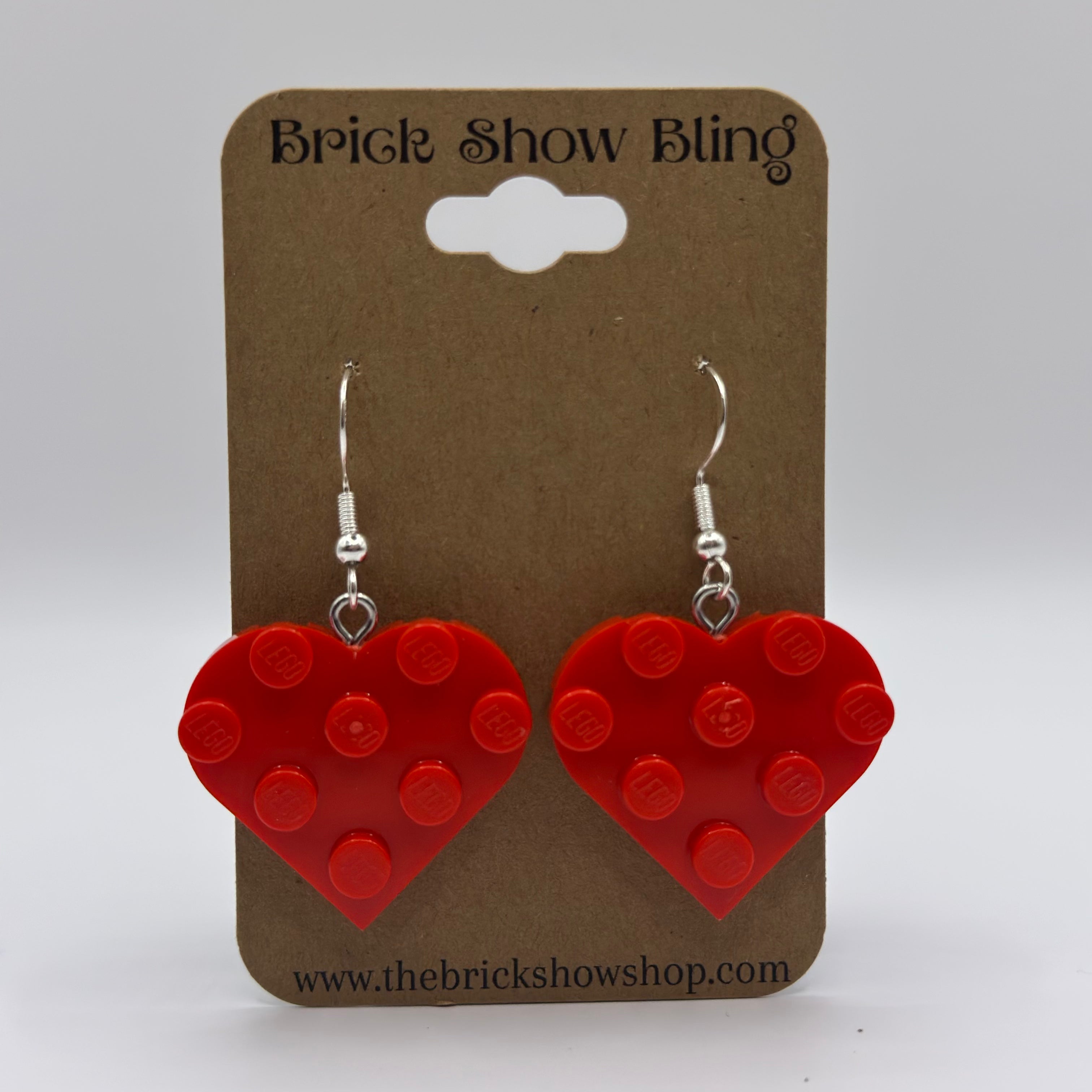 Red Heart Earrings made from LEGO Parts