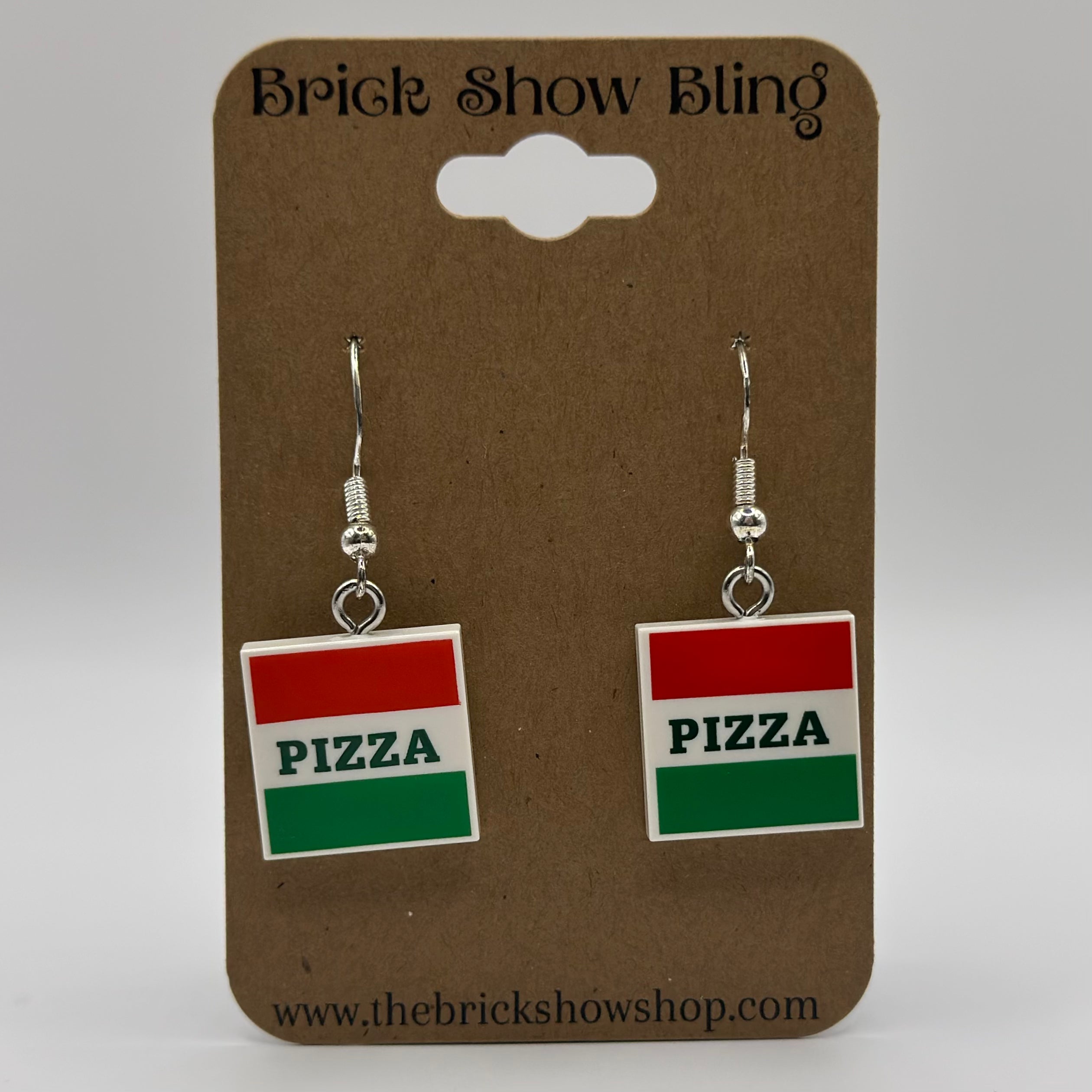Pizza Box Earrings made from LEGO Parts