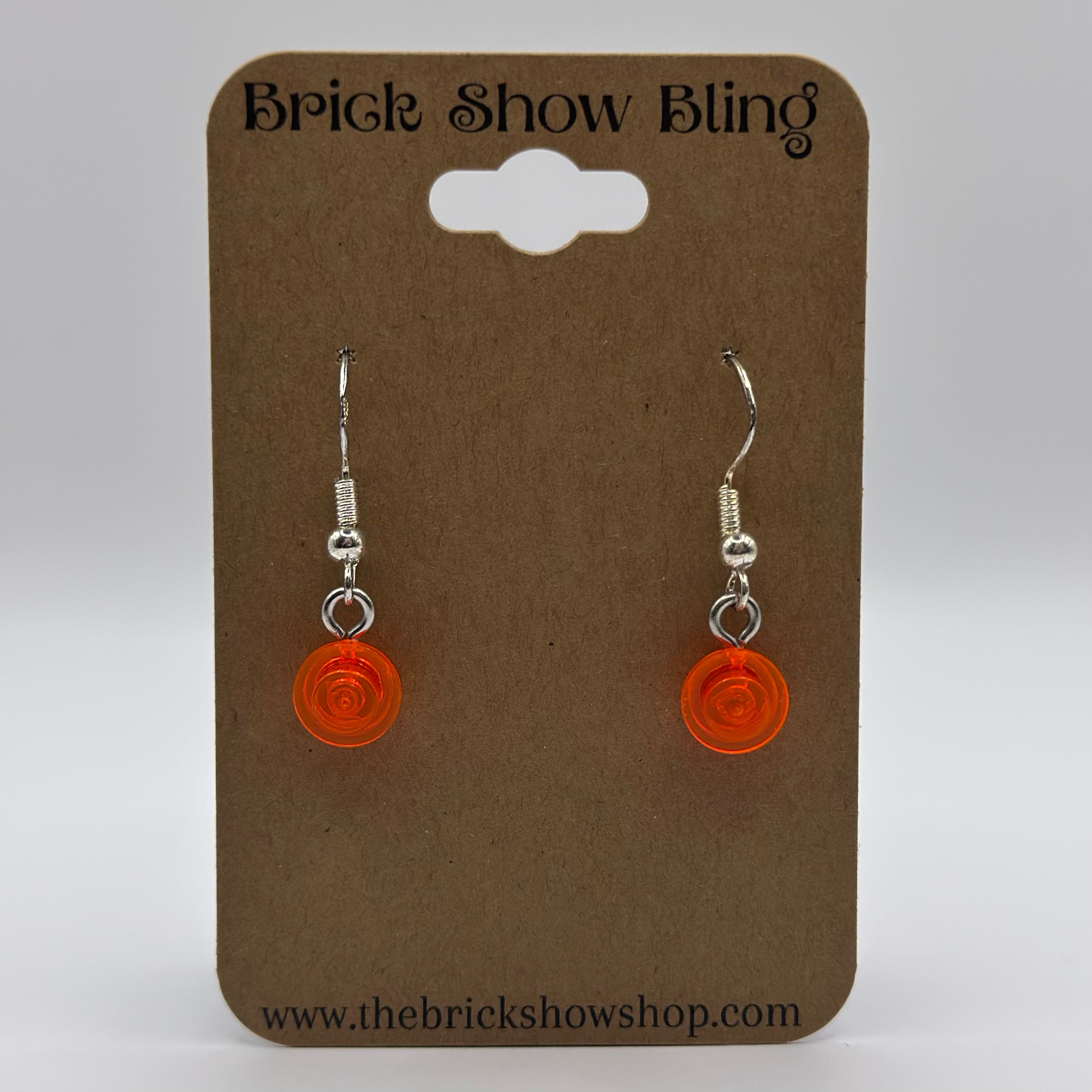 Trans-Neon Orange Stud Earrings made from LEGO Parts