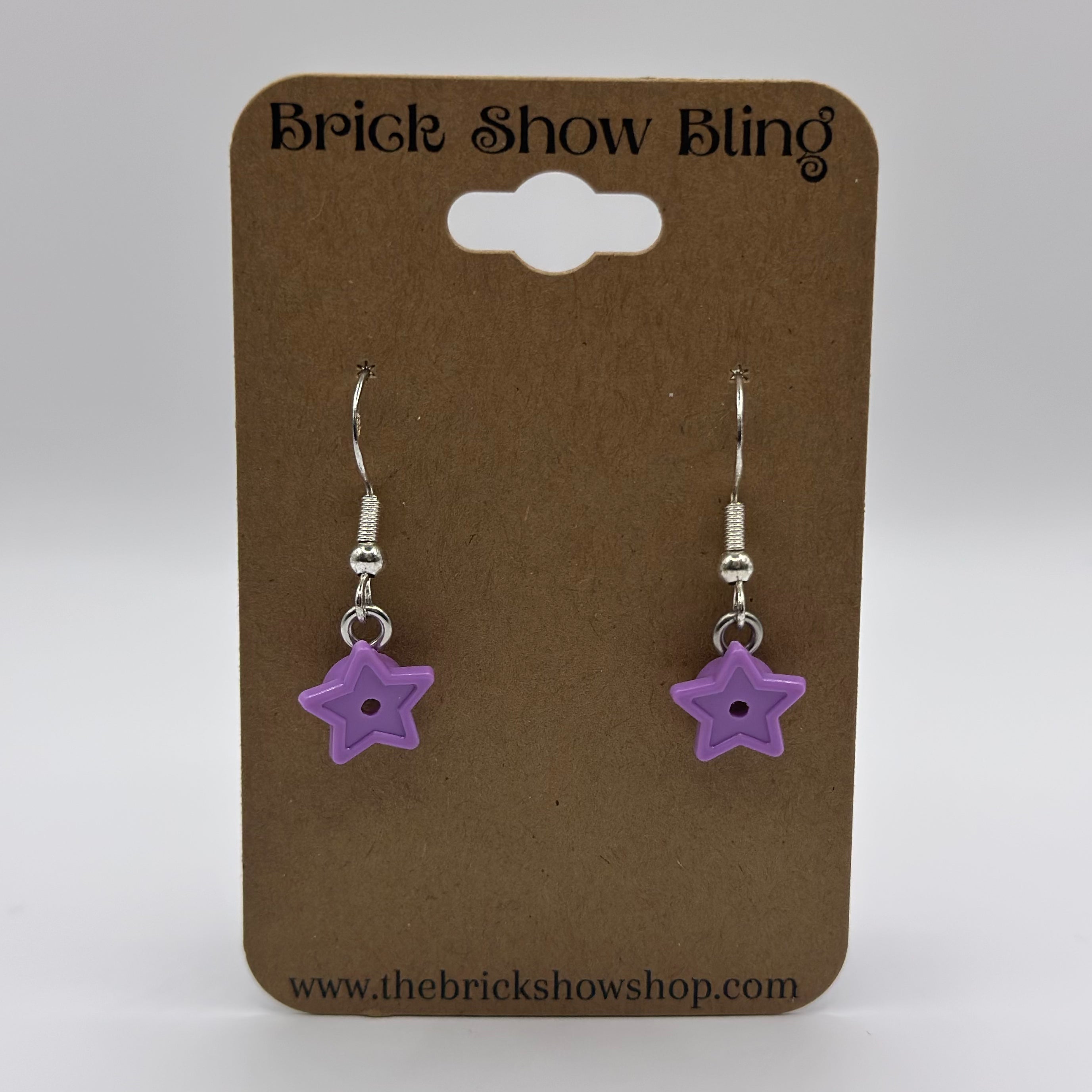 Purple Star Earrings made from LEGO Parts
