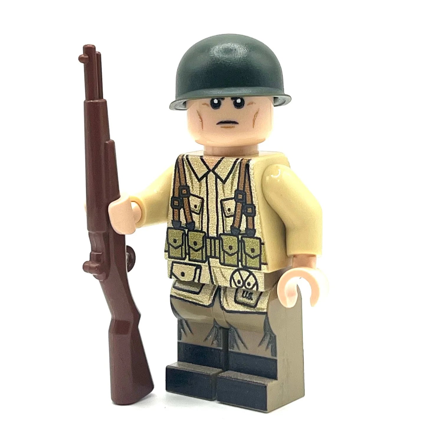 Custom WWII American Rifleman Soldier Minifig made using LEGO parts - Bricks At War