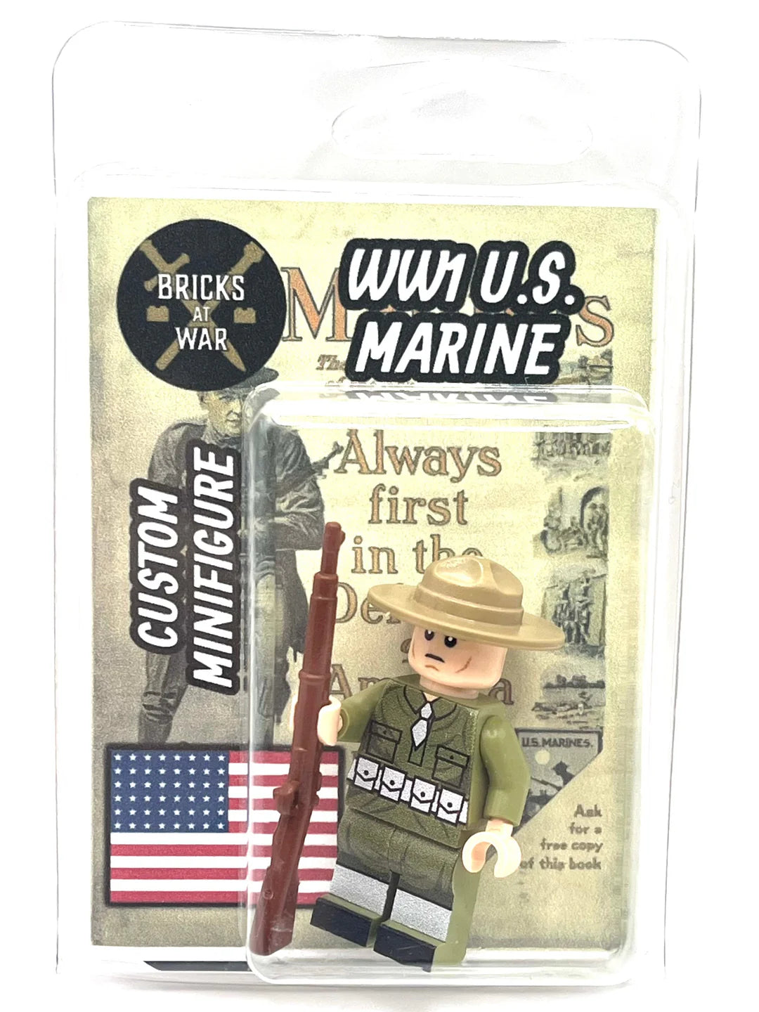 Custom WW1 U.S. Marine Minifigure - Bricks At War