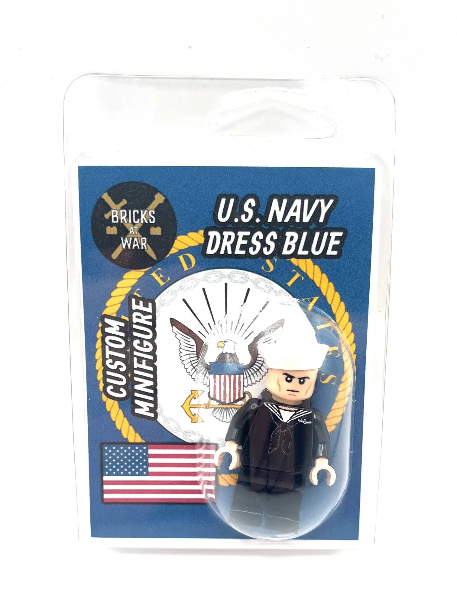 U.S. Navy Dress Blue Uniform Custom Minifigure - Bricks At War