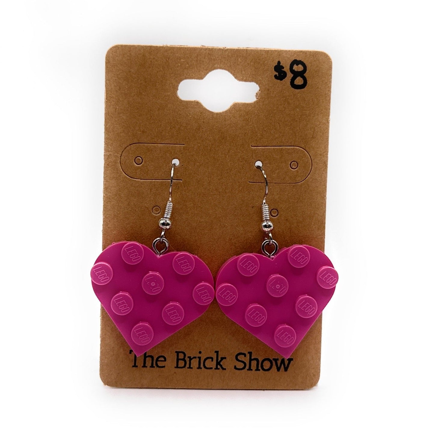 Pink Heart Earrings made from LEGO Parts
