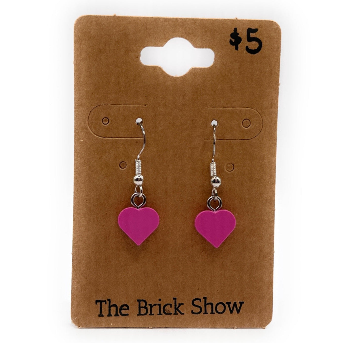 Small Pink Heart Earrings made from LEGO Parts