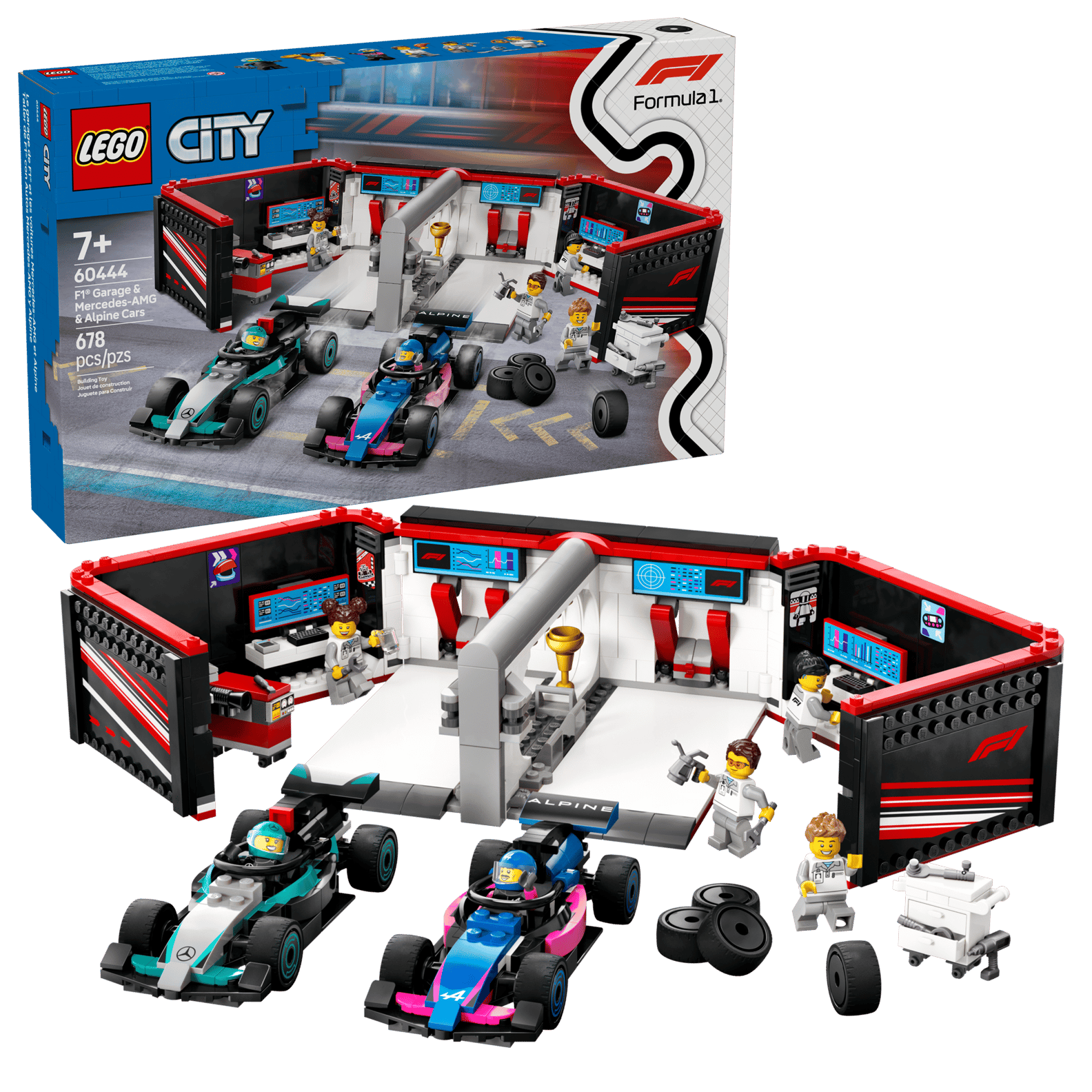 LEGO F1 Garage Mercedes-AMG & Alpine Cars Set (60444)