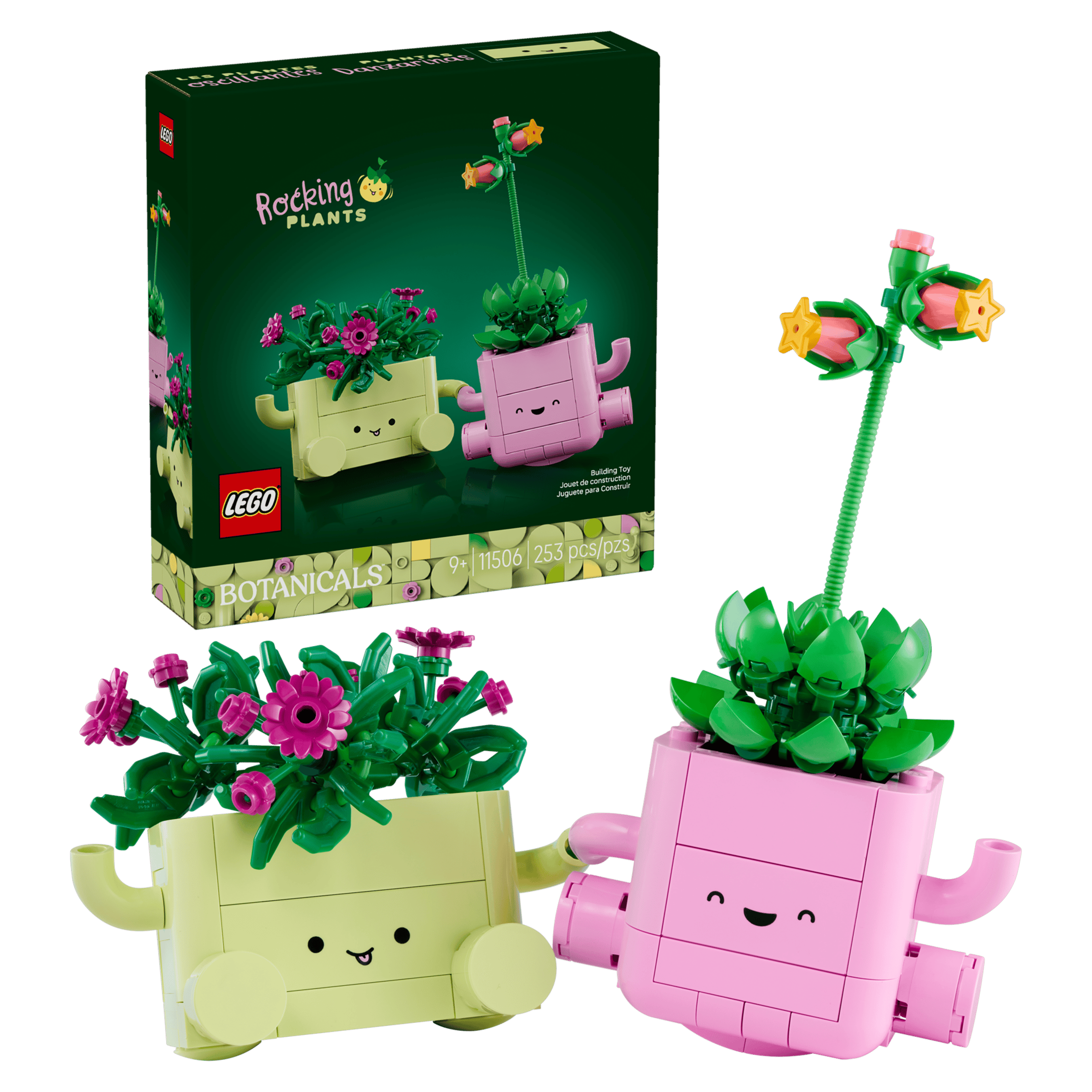 LEGO Botanicals rocking plants set with packaging on a transparent background