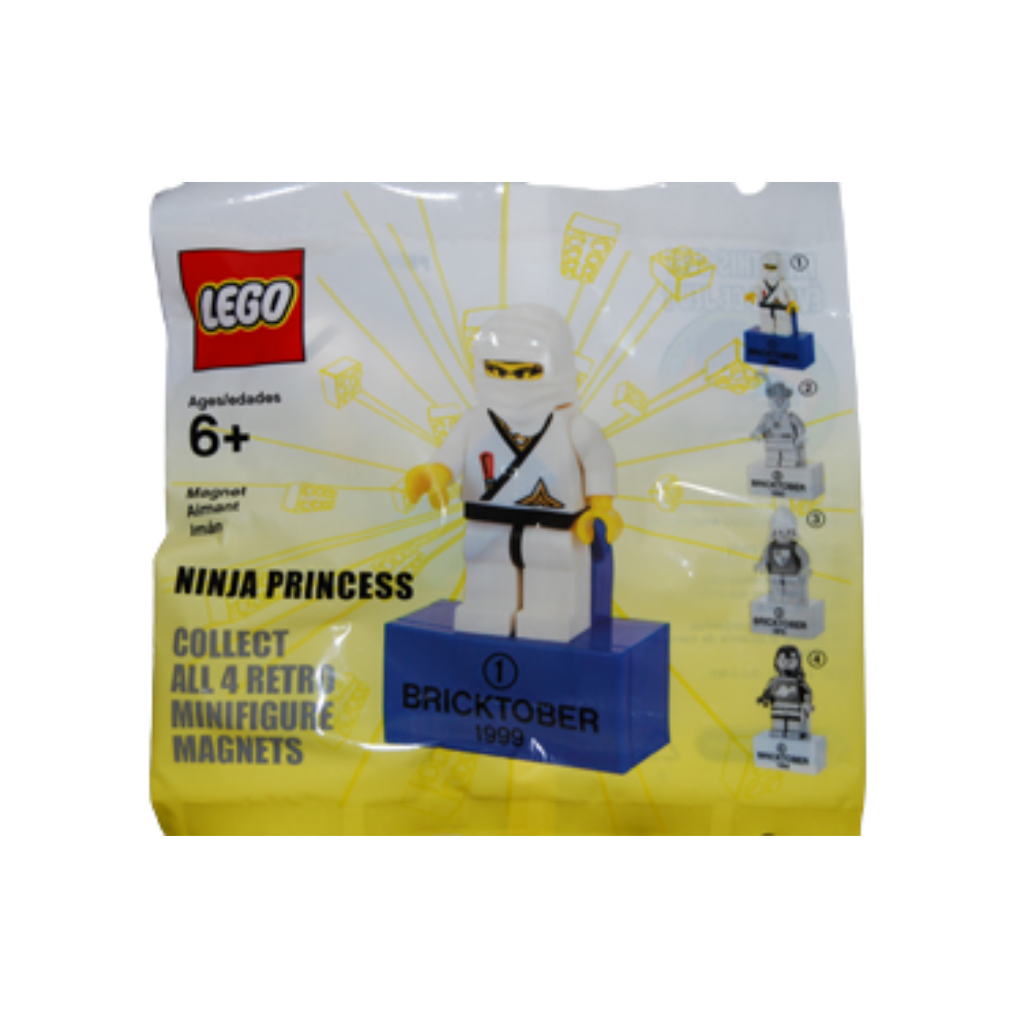 LEGO Retro Ninja Princess Minifigure Magnet Set (with 2 x 4 Brick Base - Bricktober Week 4) Polybag Set (2856223) (Copy)