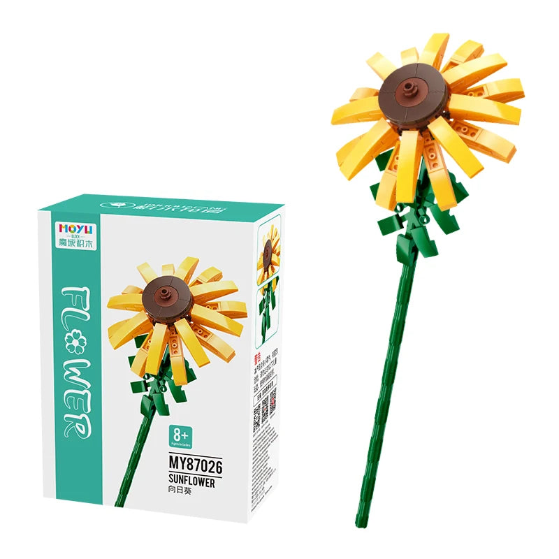 Sunflower Flower Stem Building Brick Toy - LEGO Compatible